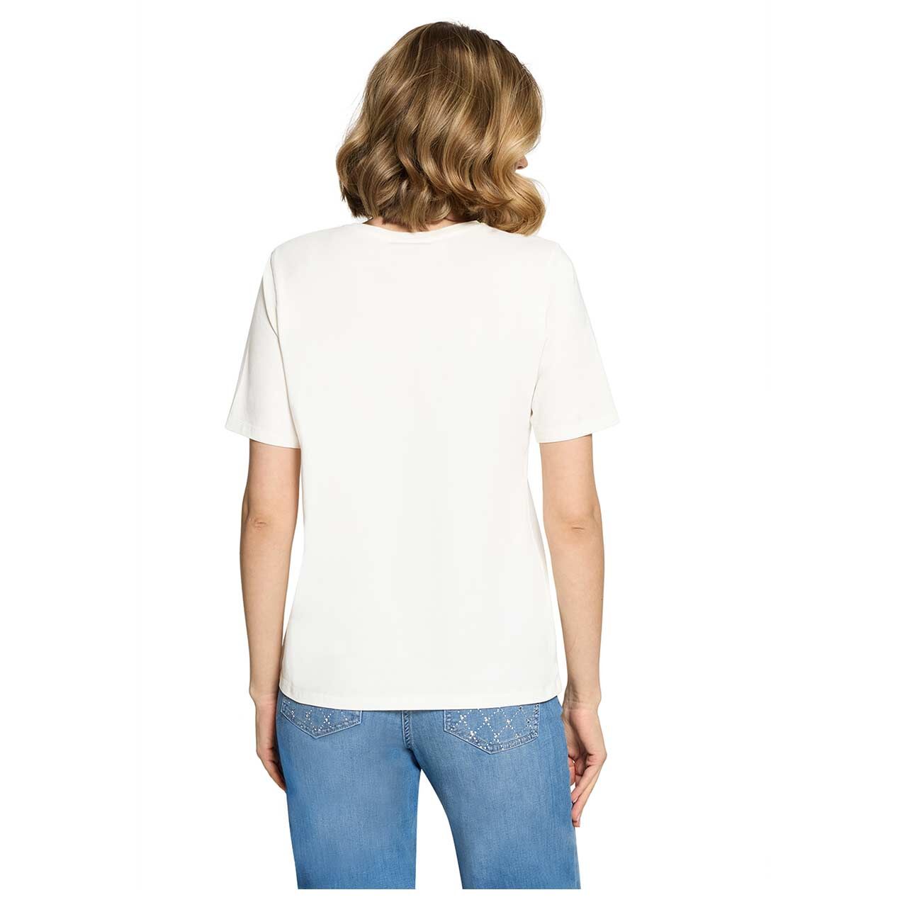 Damen T-Shirt von Betty Barclay in Cremeweiß mit Print, Rückansicht am Model