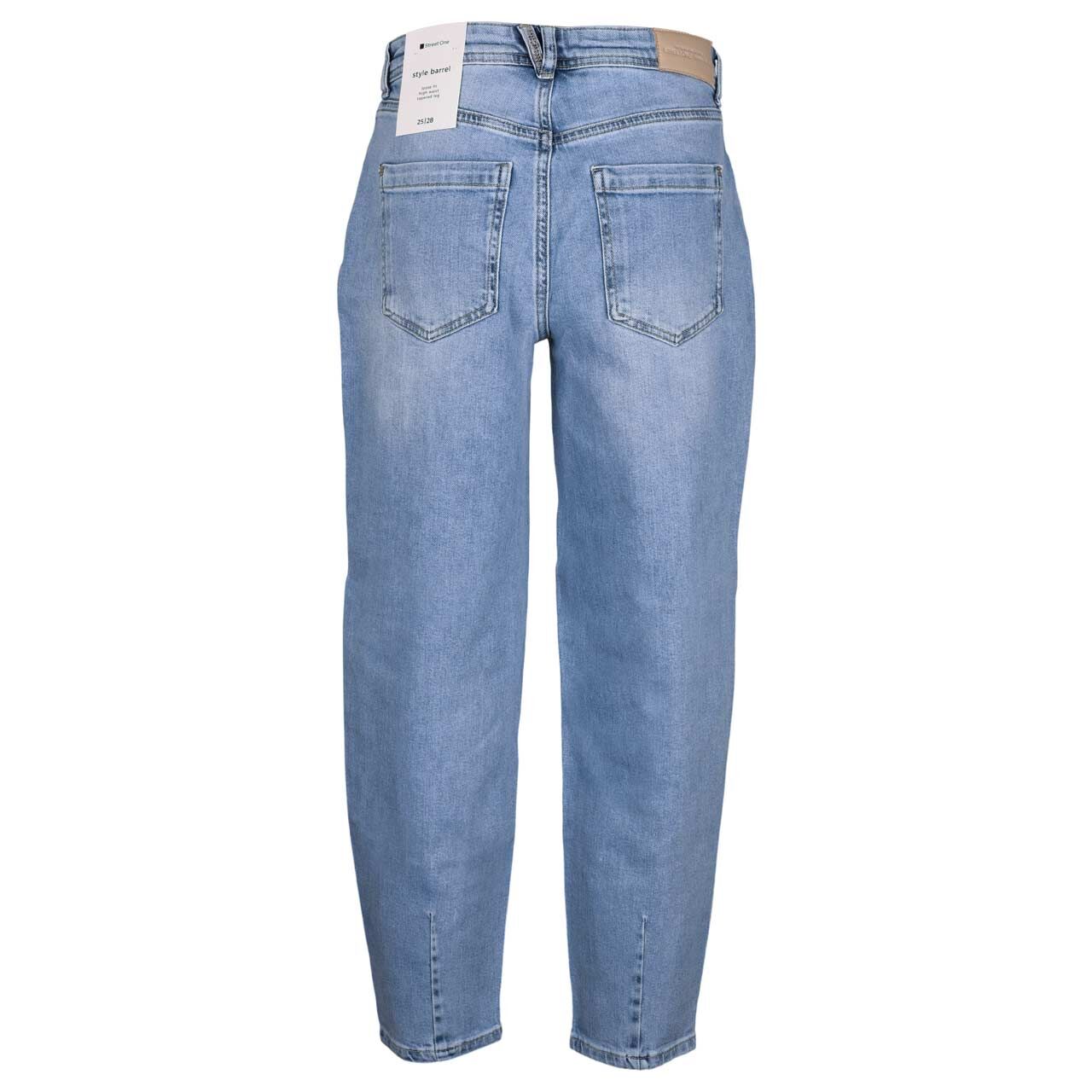 Damen Ankle Jeans Karlie Barrel von Street One in Hellblau angewaschen, Rückansicht