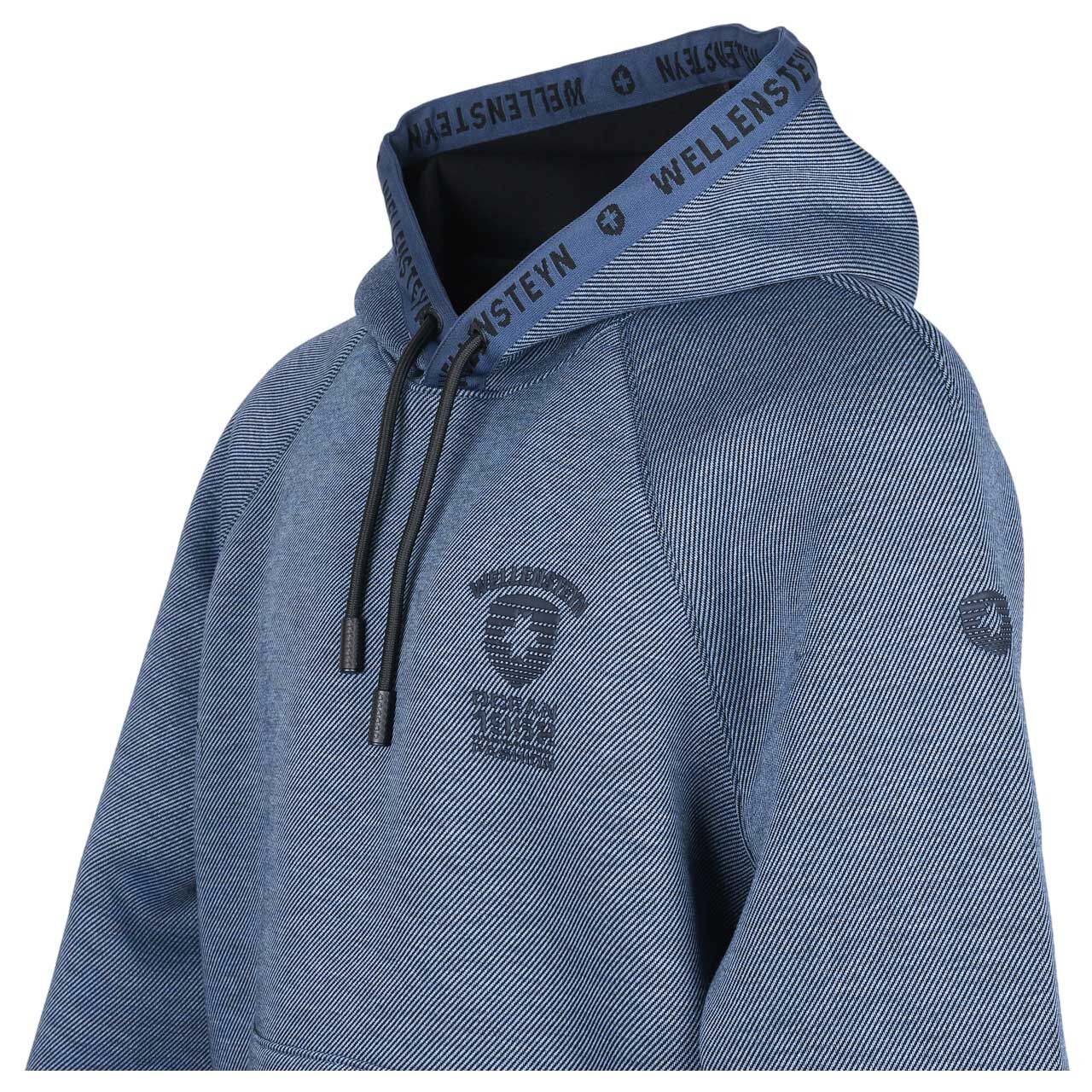 Herren Hoodie Sweatshirt von Wellensteyn in Blau meliert, detaillierte Seitenansicht