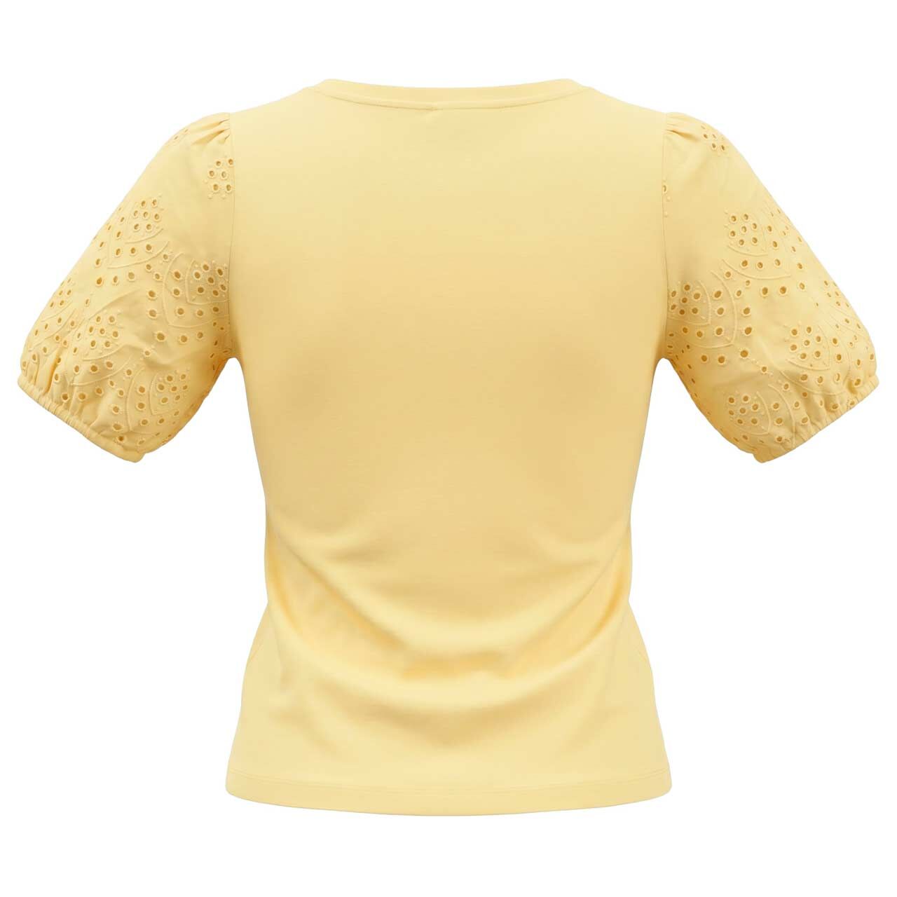 Damen T-Shirt Embroidered Woven Puff Sleeves von Street One Studio in Gelb, Rückansicht