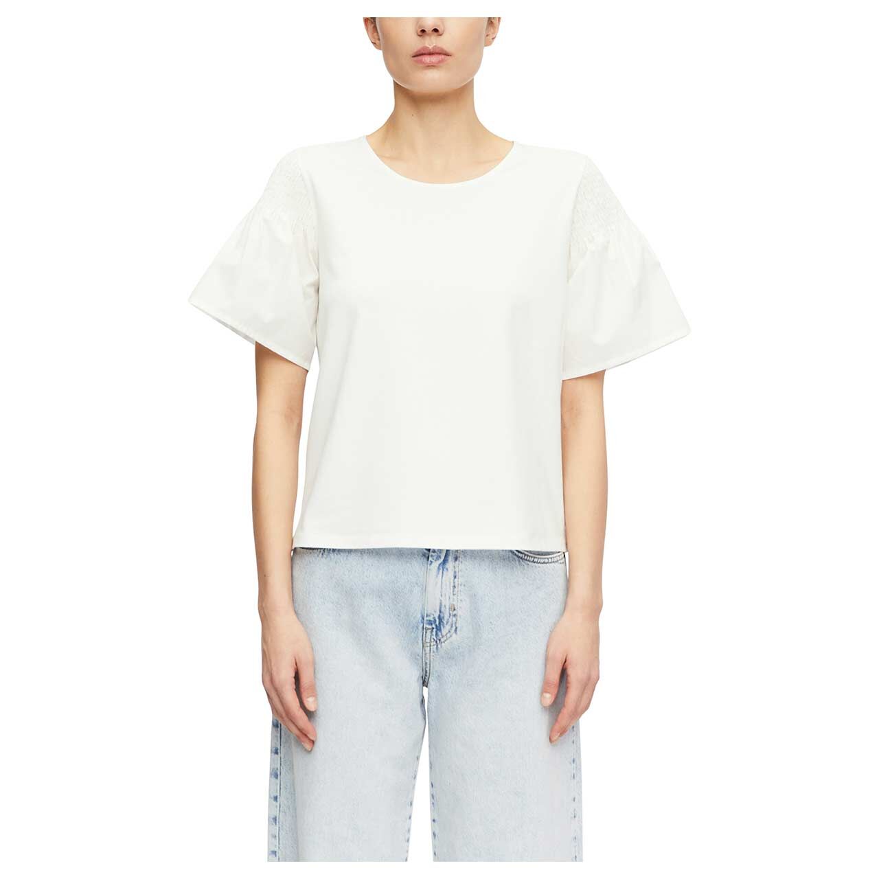 Damen T-Shirt von Comma in Cremeweiß, Vorderansicht Model