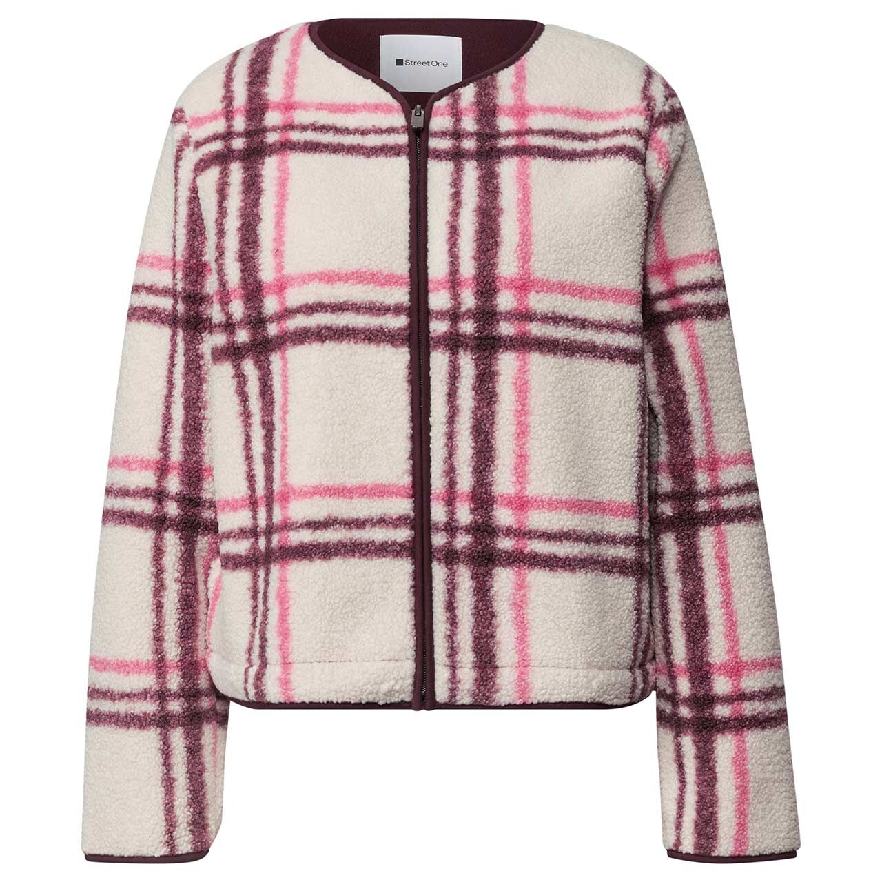 Street One Damen Teddyjacke Printed Zip Jacket rustic rouge