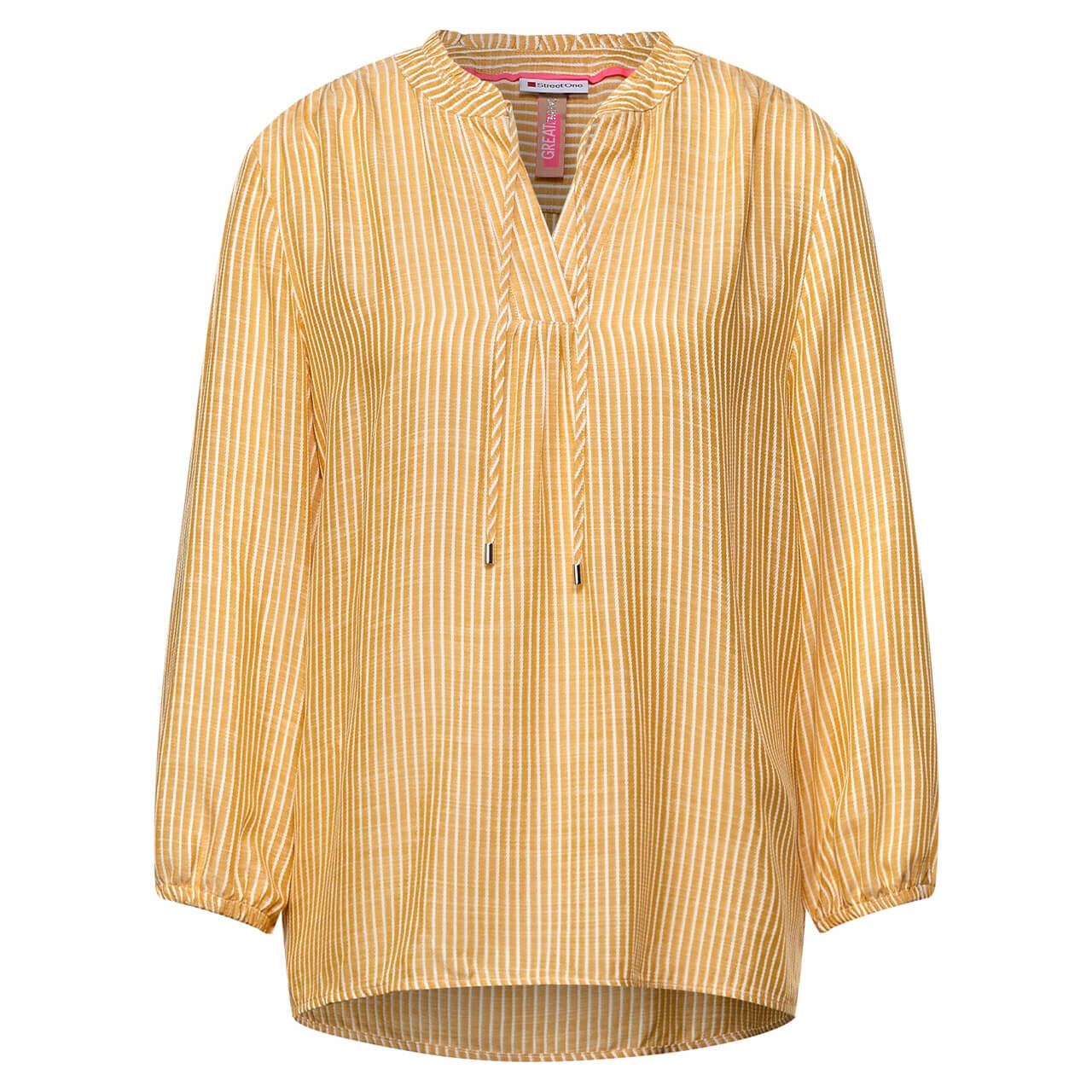 Street One Striped Tunic 3/4 Arm Bluse für Damen in Gelb gestreift, FarbNr.: 23666