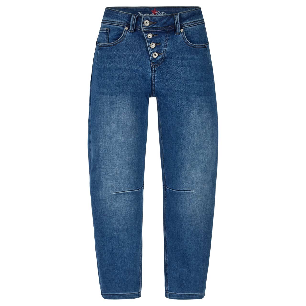 Damenjeans Malibu 7/8 Relaxed Soft Warming von Buena Vista in Blau verwaschen, Vorderansicht