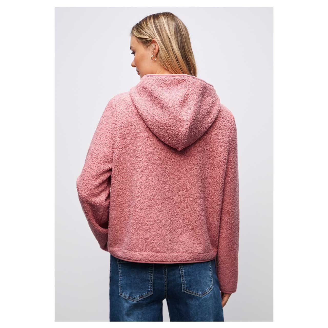 Damen Teddyjacke Hood Jacket von Street One in Rosa, Rückansicht am Model