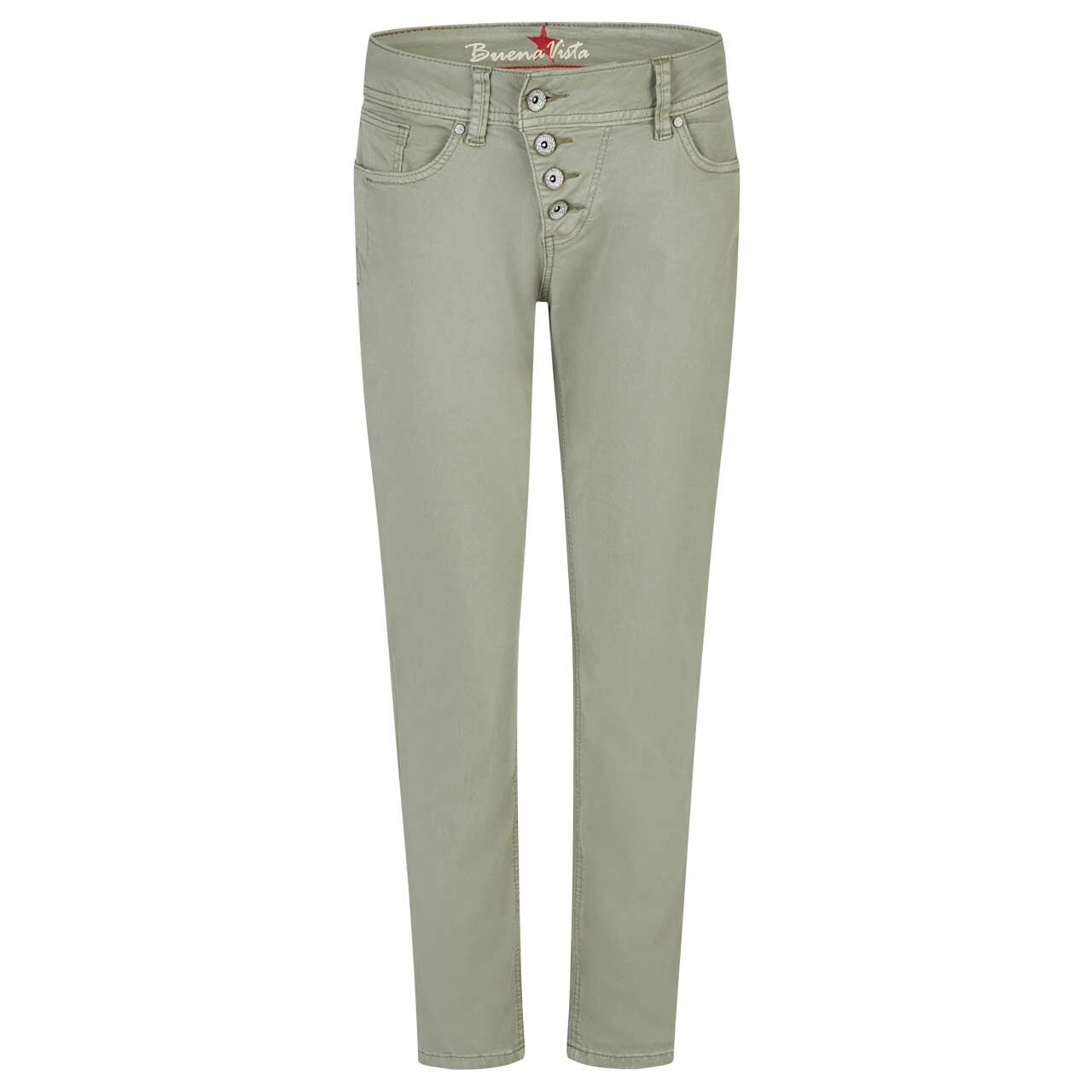 Damen Ankle Baumwollhose Malibu Cropped Summer Twill von Buena Vista in Salbeigrün, Vorderansicht