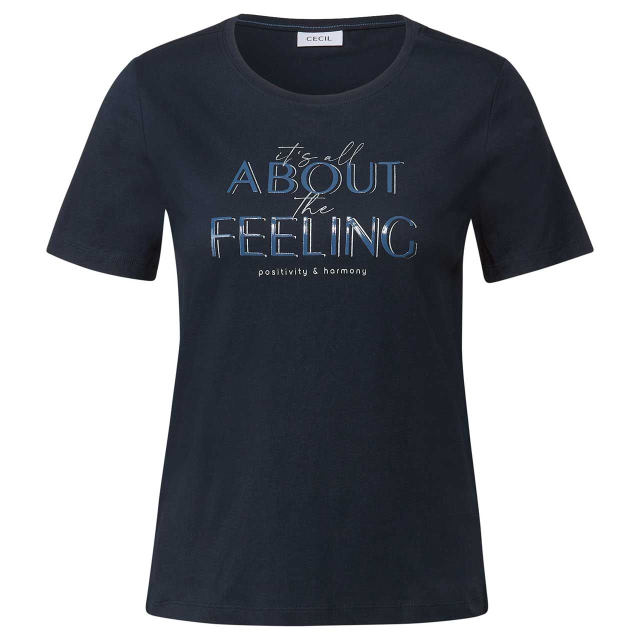 Cecil Damen T-Shirt Glitter Foil Print universal blue Cecil Damen T-Shirt Glitter Foil Print universal blue