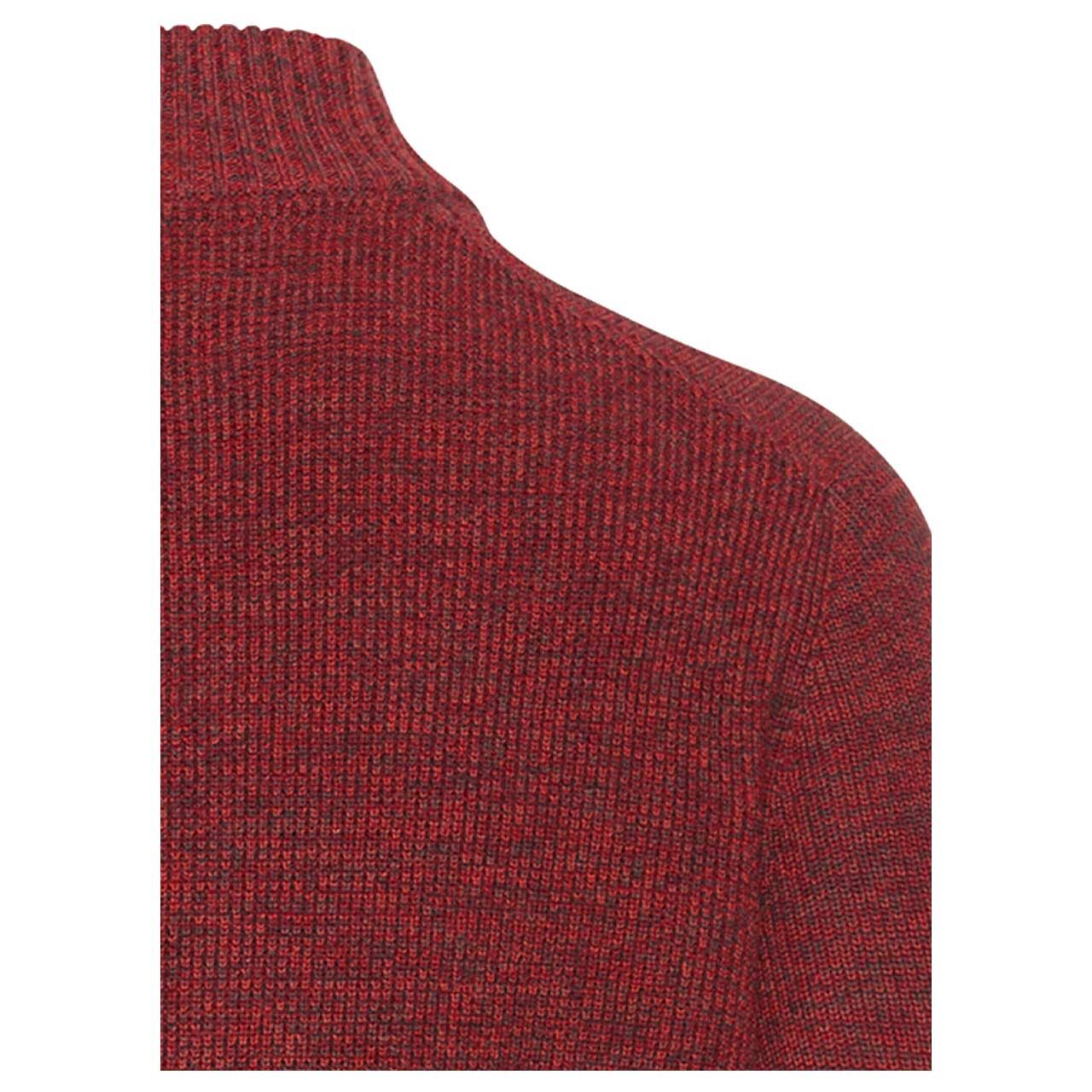 Herren Pullover Troyer von Camel active in der Farbe Rot meliert, detaillierte Rückansicht Kragen