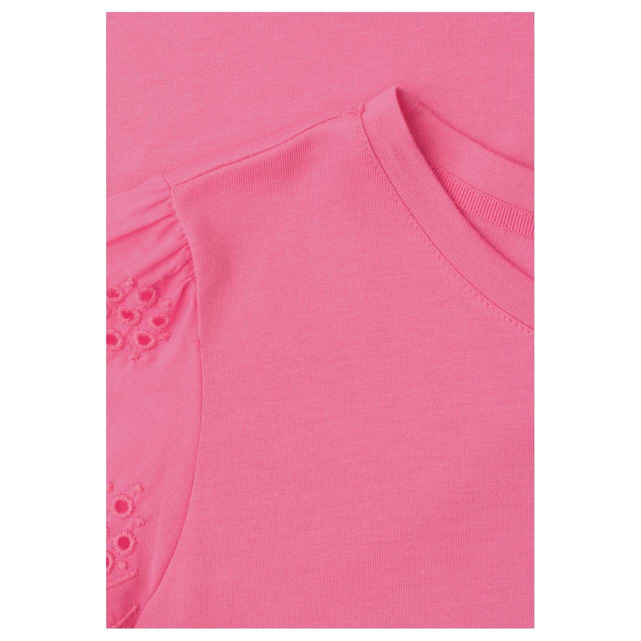 Street One Studio Damen T-Shirt Embroidered Woven Puff Sleeves simply pink