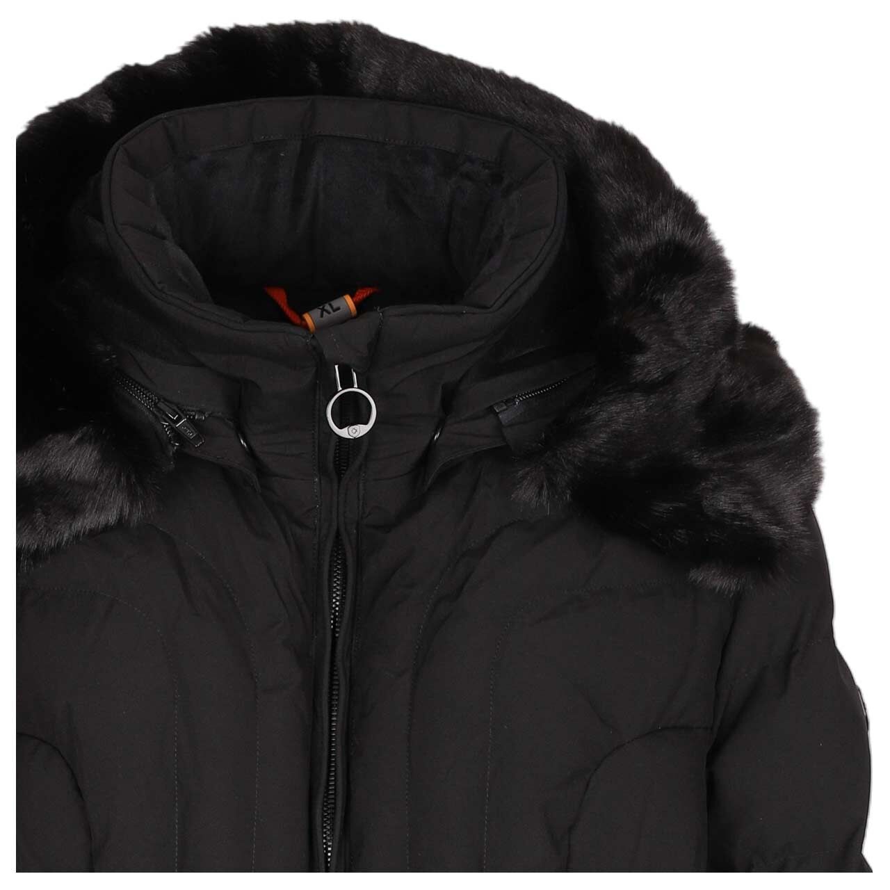 Damen JackDamen Jacke Belvedere/Belvitesse Long von Wellensteyn in Schwarz mit der Modellnummer BVDL-565, detaillierte Vorderansicht