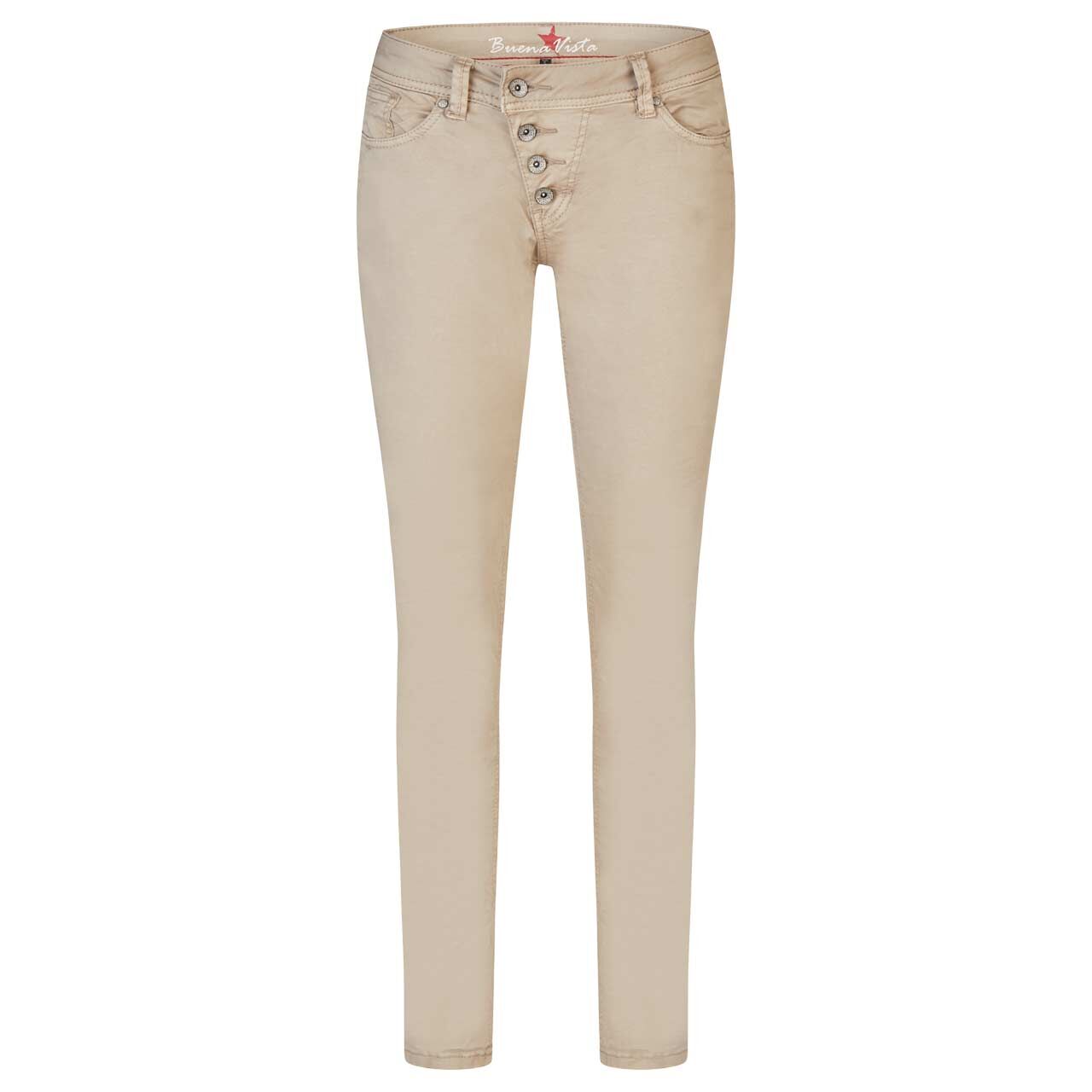 Damen Ankle Baumwollhose Malibu Cropped Stretch Twill in Beige, Vorderansicht