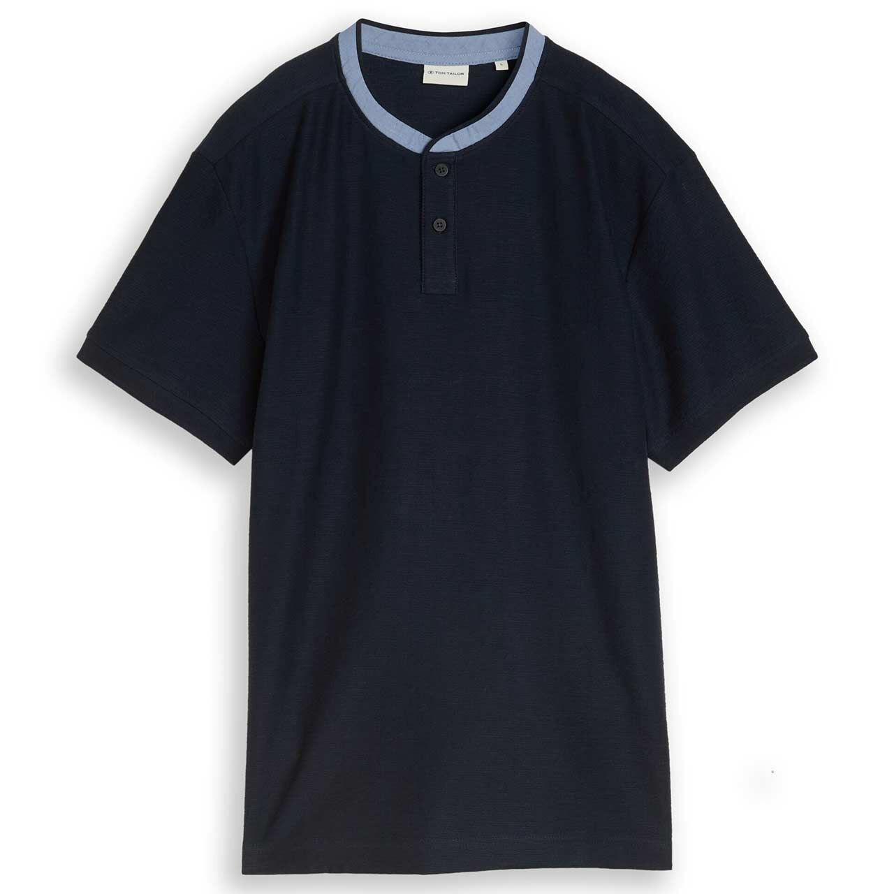 Tom Tailor Herren T-Shirt Henley sky captain blue structured