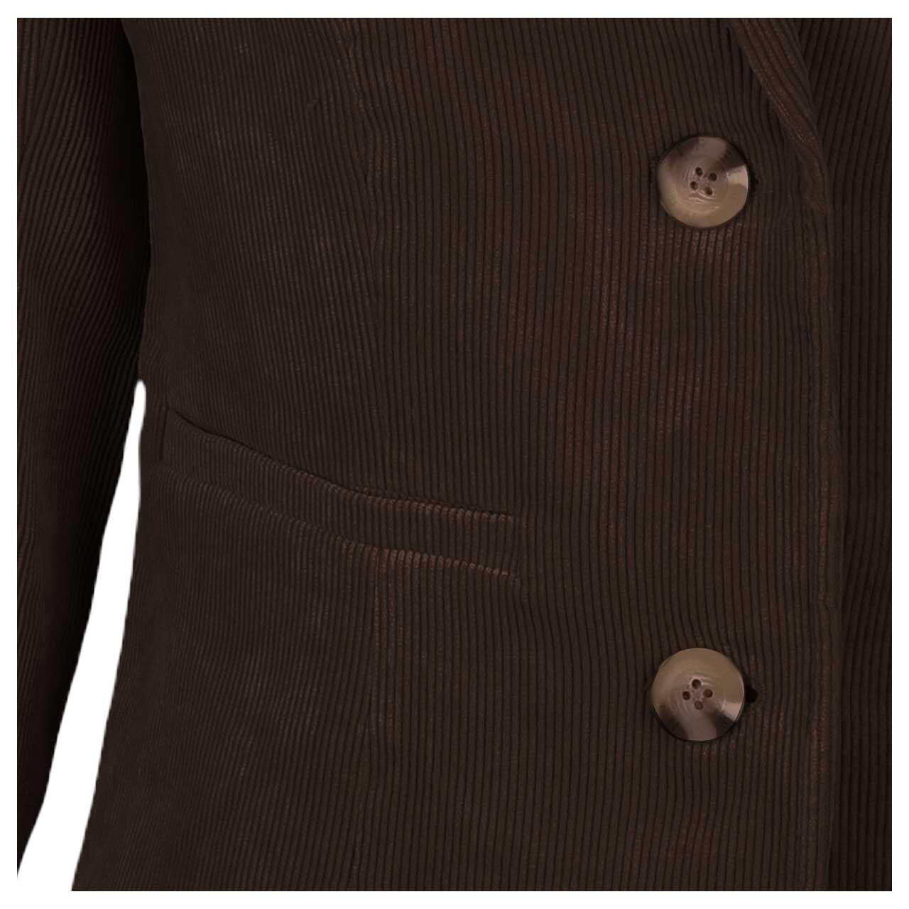 Damen Cord Blazer Corduroy von Street One in Dunkelbraun, Detailansicht Knopfreihe