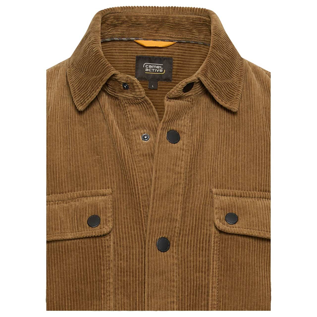 Herren Cord Hemdjacke von Camel active in Braun, detaillierte Vorderansicht