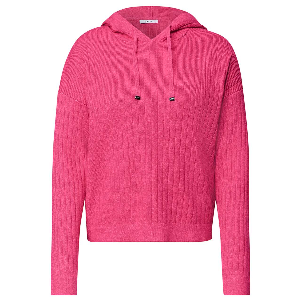 Cecil Damen Hoodie Pullover Cosy Ribbed pink flash melange