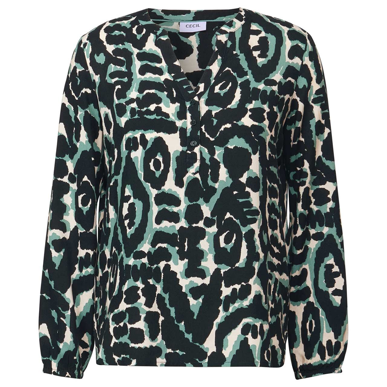 Cecil Damen Langarm Bluse ink green all over print