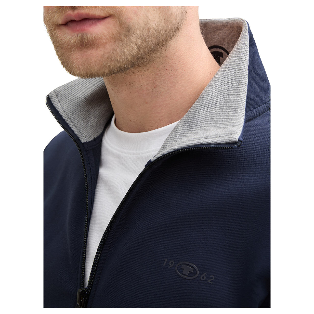 Tom Tailor Herren Sweatjacke Printed Stand-Up sky captain blue