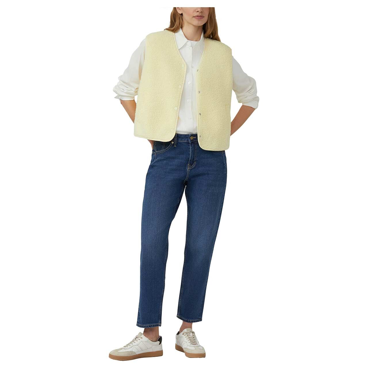 Damen Teddy Weste von s.Oliver in Gelb, Ganzkörperansicht von vorn