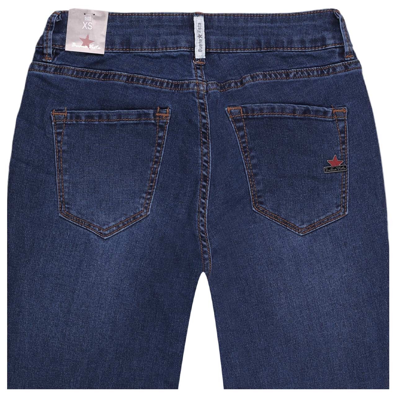 Damenjeans Italy V 7/8 Stretch Denim von Buena Vista in Blau angewaschen, detaillierte Rückansicht