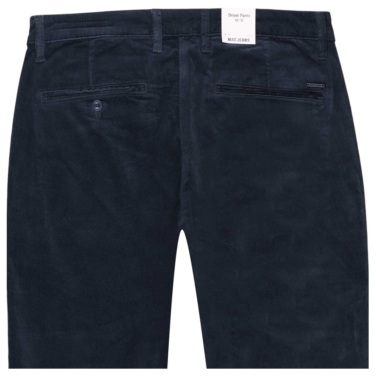 Herren Chino Cordhose Flexx Driver Pants von MAC in Dunkelblau, detailierte Rückansicht