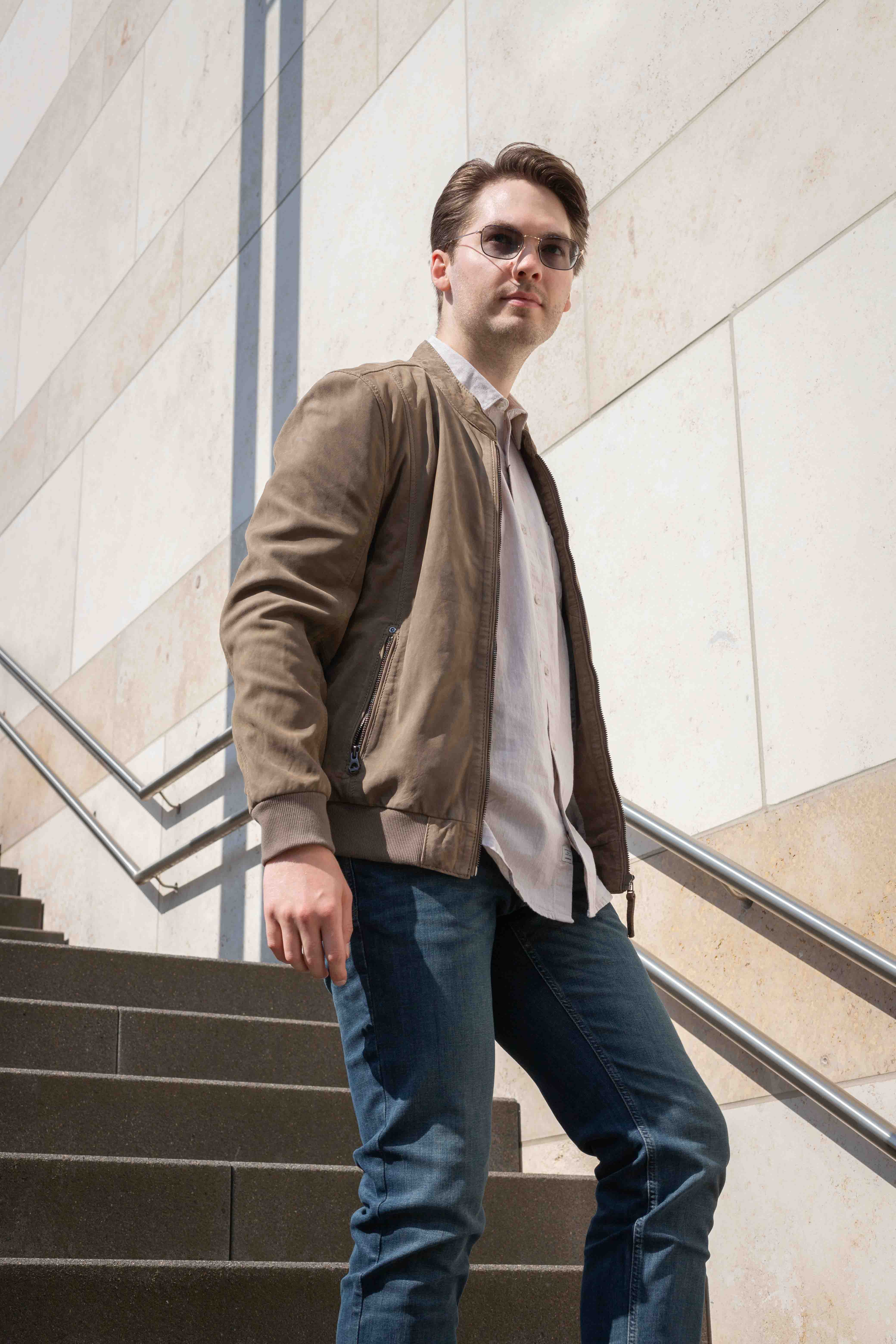 Mauritius Herren Lederjacke Berret grey green Mauritius Herren Lederjacke Berret grey green