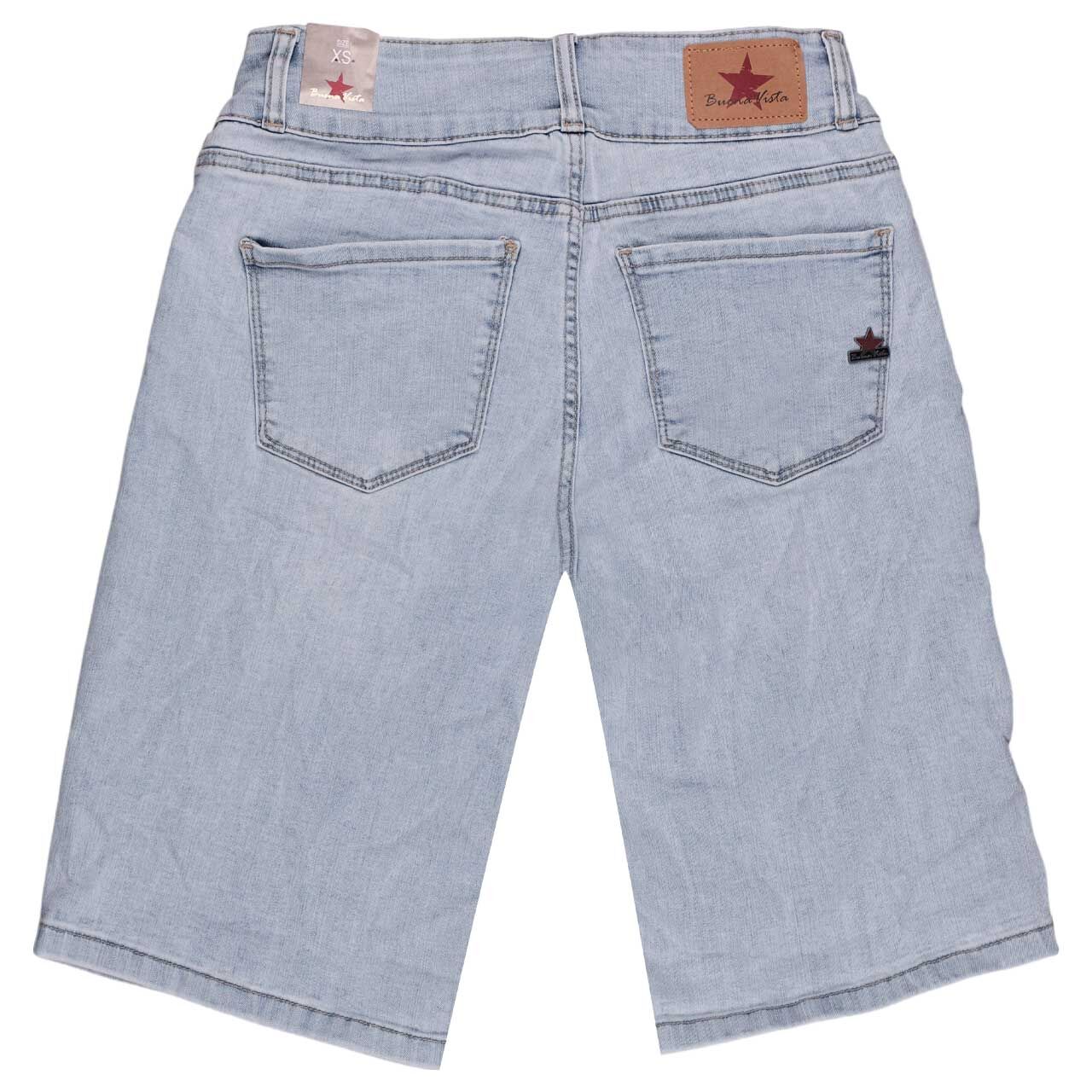 Damenjeans Tummyless-Short Stretch Denim von Buena Vista in Hellblau angewaschen, Rückansicht