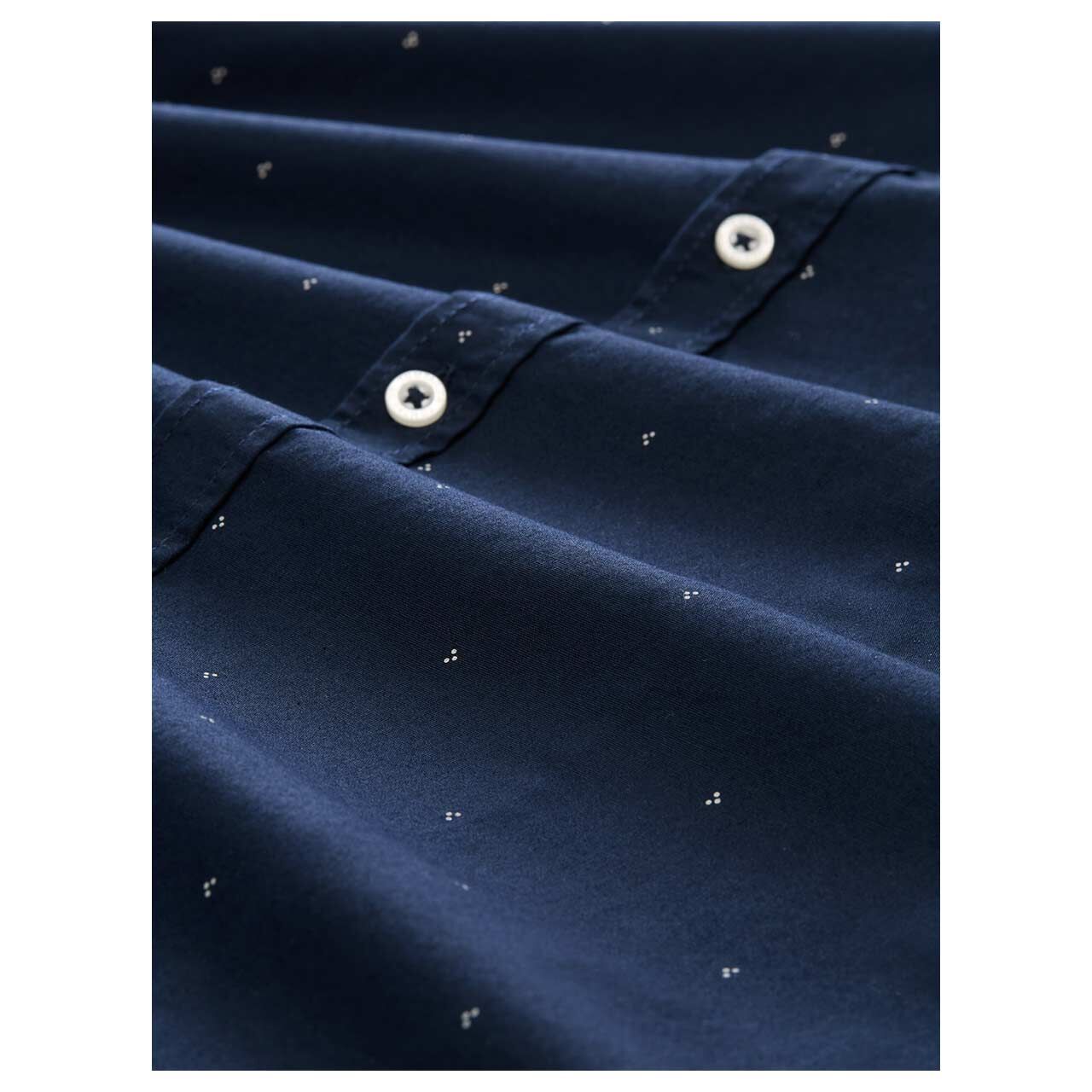 Tom Tailor Herren Langarm Hemd dark blue white dot design printed