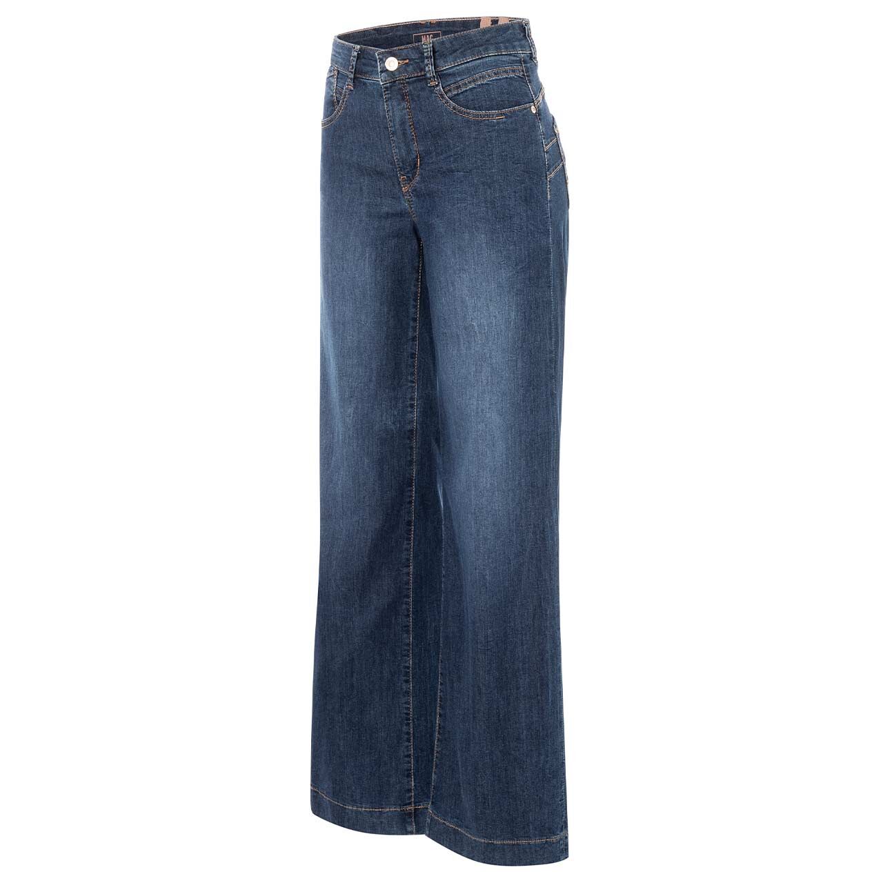 Stretch Damenjeans Rich Palazzo von MAC in Blau angewaschen, Seitenansicht