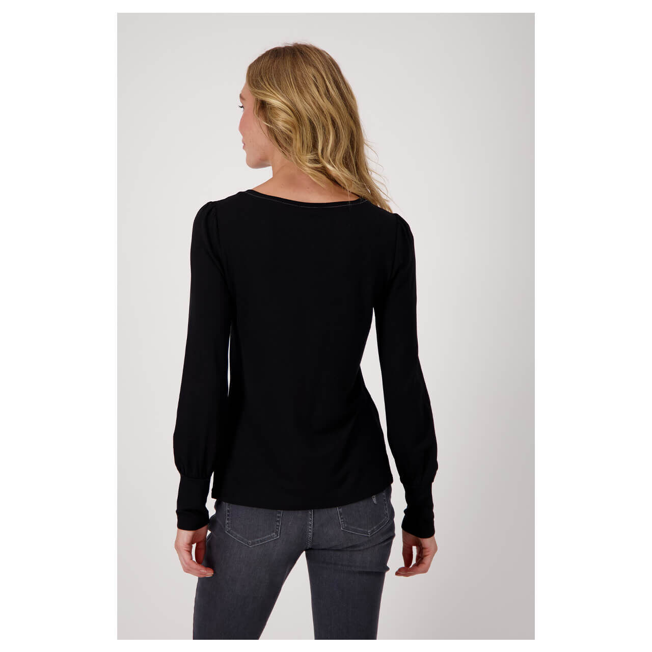 Monari Damen Langarm Shirt black glitter couture