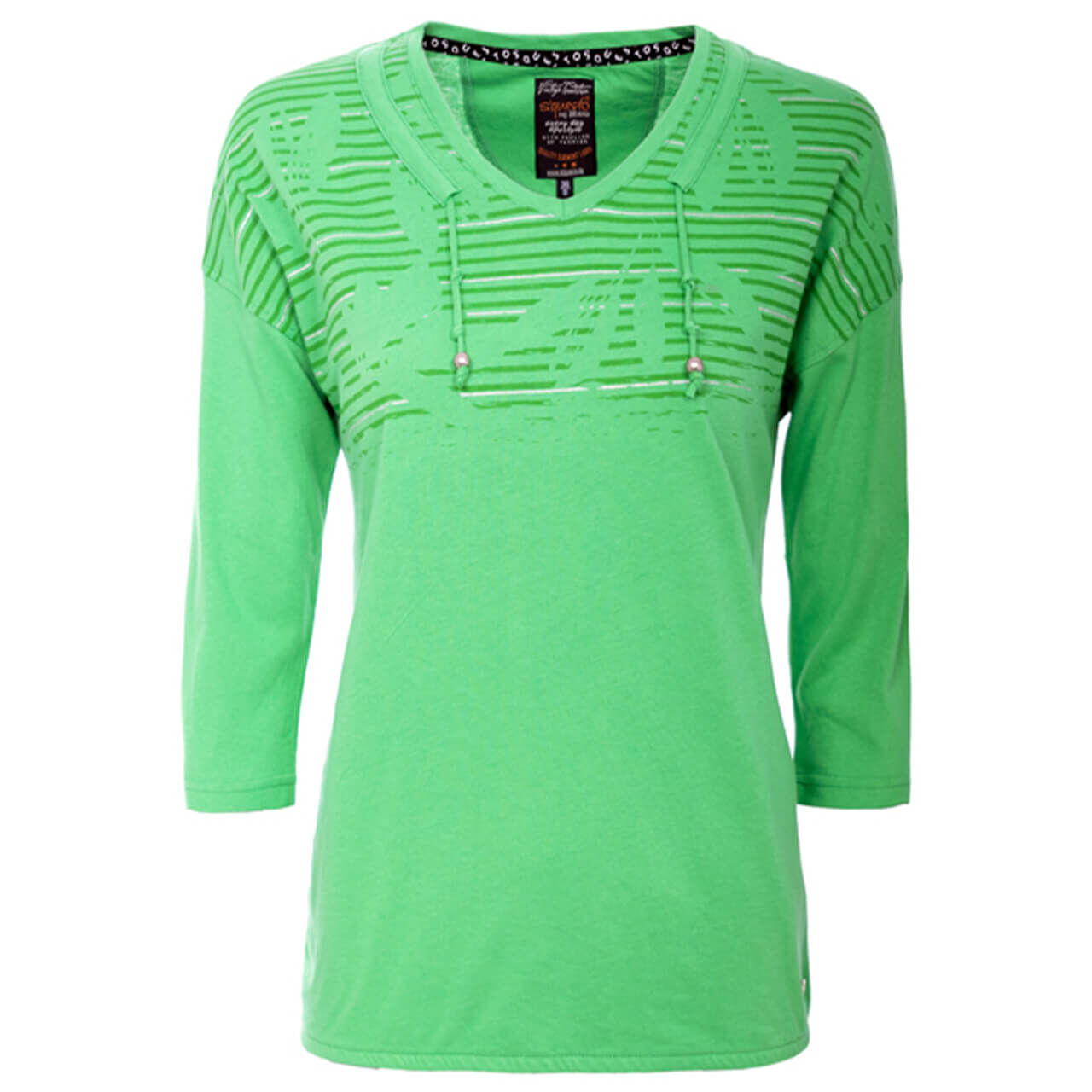Soquesto 3/4 Arm Shirt für Damen in Grün mit Print, FarbNr.: 4000