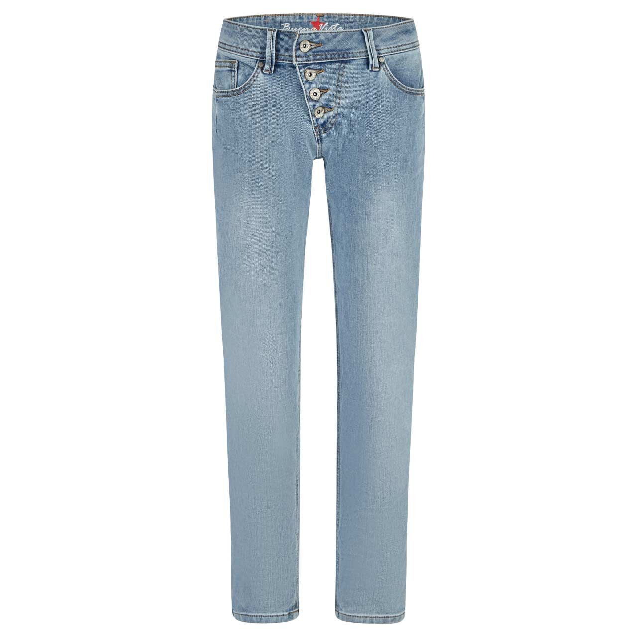 Damen Ankle Jeans Malibu Cropped Stretch Denim in Hellblau angewaschen, Vorderansicht