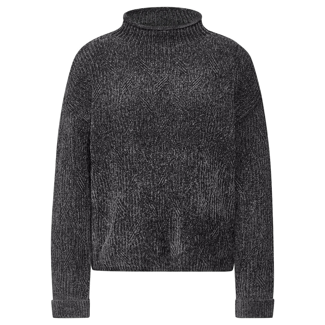 Street One Damen Rollkragen Pullover Cosy Chenille Sweat gravel grey