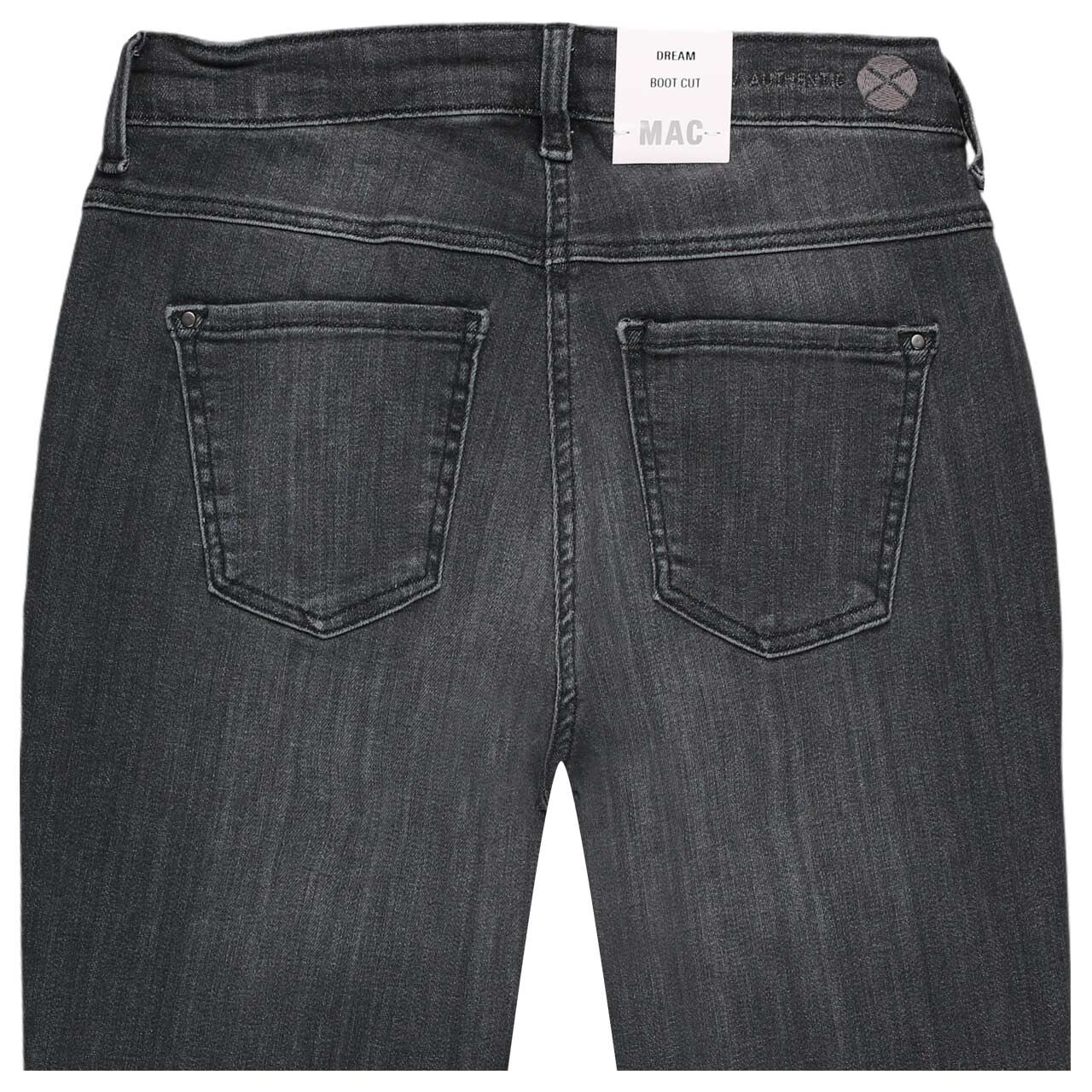 Damenjeans Dream Boot von MAC in Grau angewaschen, detaillierte Rückansicht