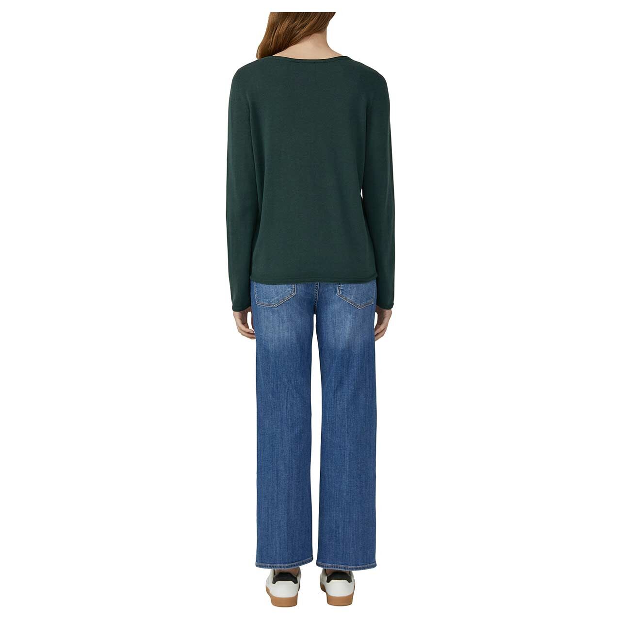 s.Oliver Damen Pullover in Dunkelgrün, Weitaufnahme Model Rückansicht