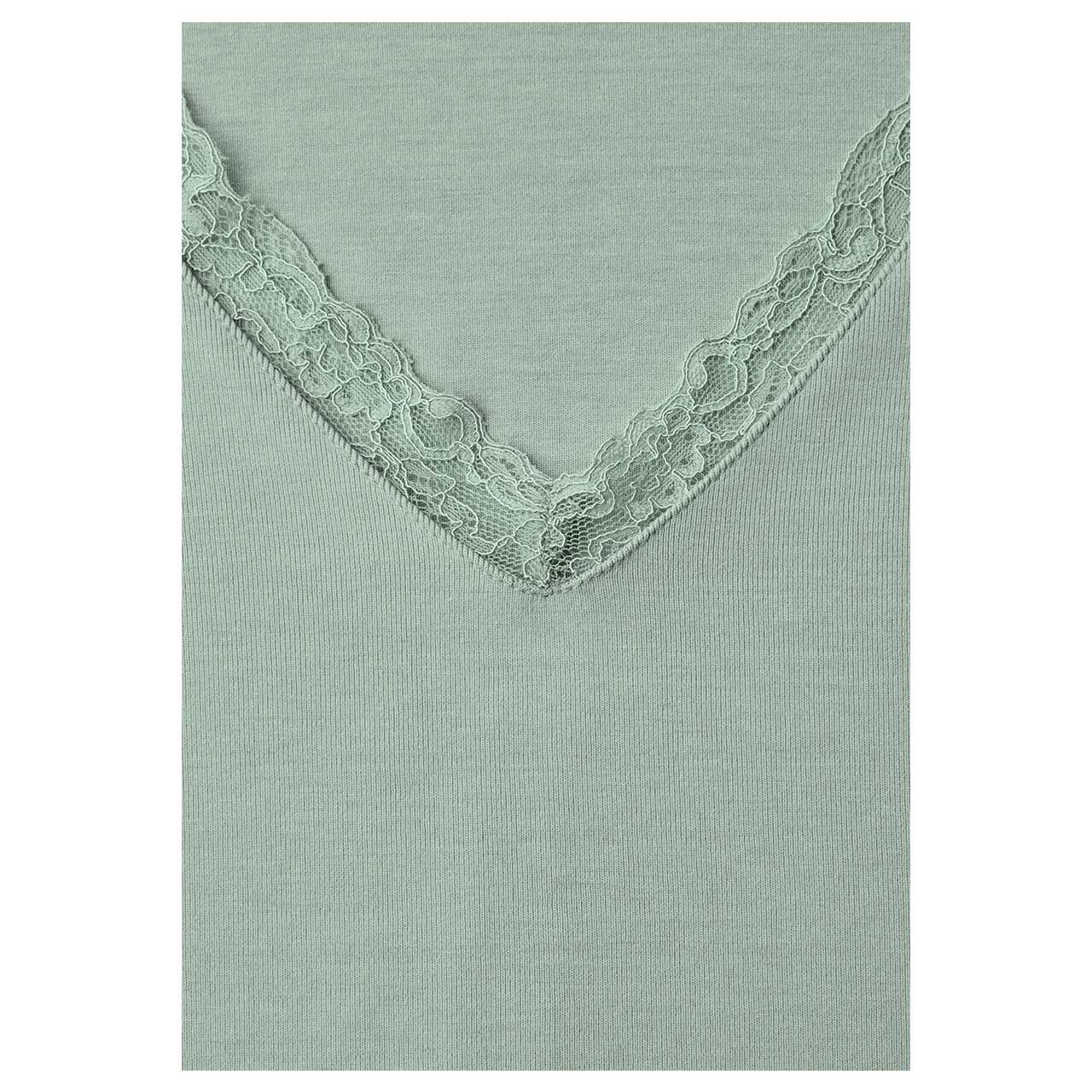 Street One Damen Langarm Shirt Soft Lace Collar eucalyptus green