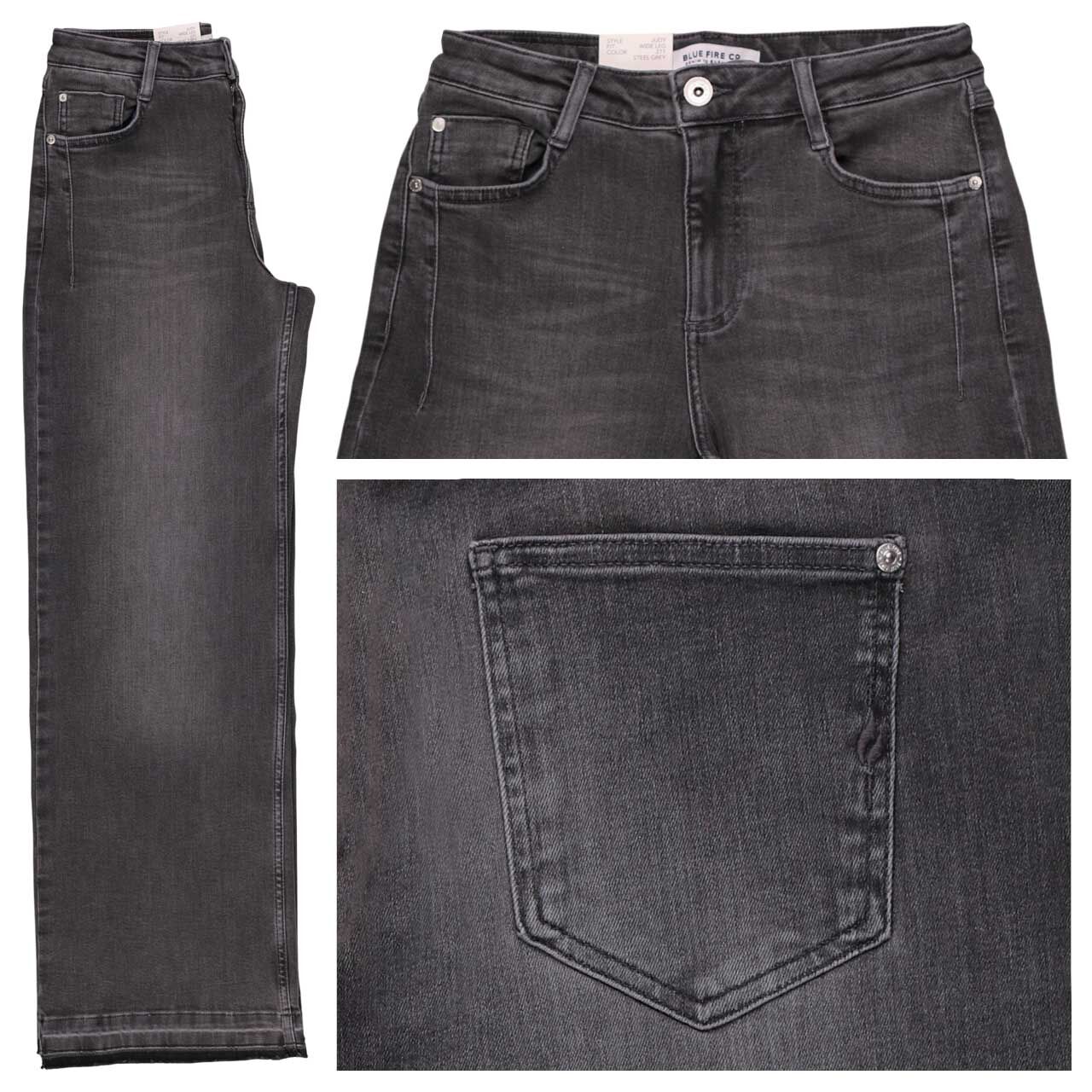 Blue Fire Judy Jeans steel grey fringe