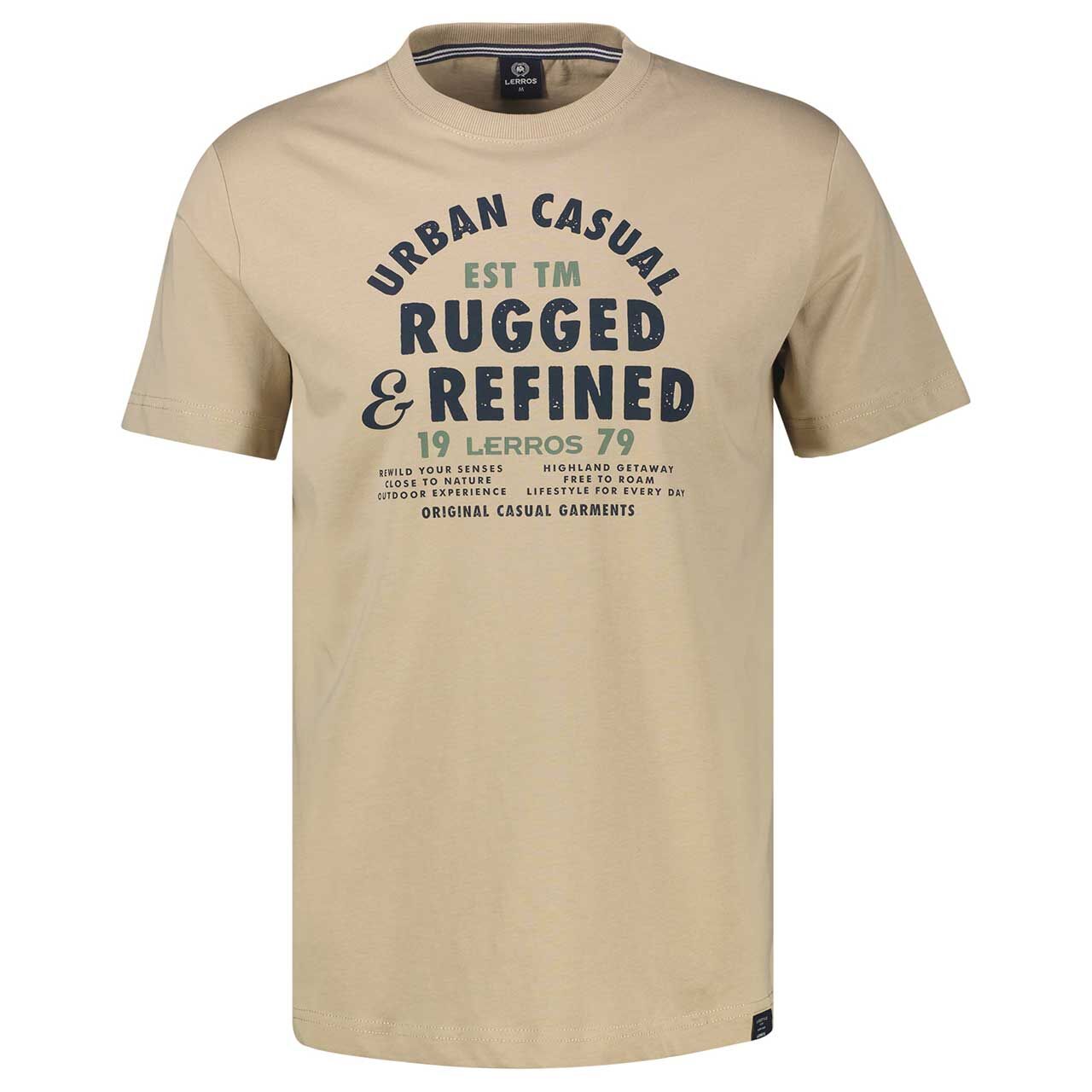 Lerros Herren T-Shirt gravel beige print