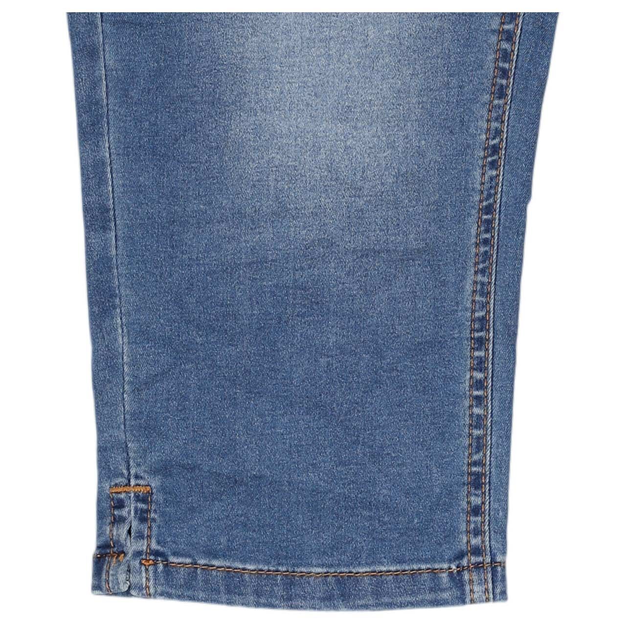 Damenjeans Malibu-Zip High Capri Cozy Denim von Buena Vista in Blau angewaschen, Detailansicht Saum
