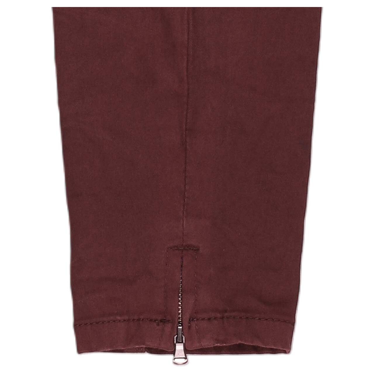 Damen Baumwollhose Italy V 7/8 Stretch Twill von Buena Vista in Burgunderrot, detaillierte Saumansicht