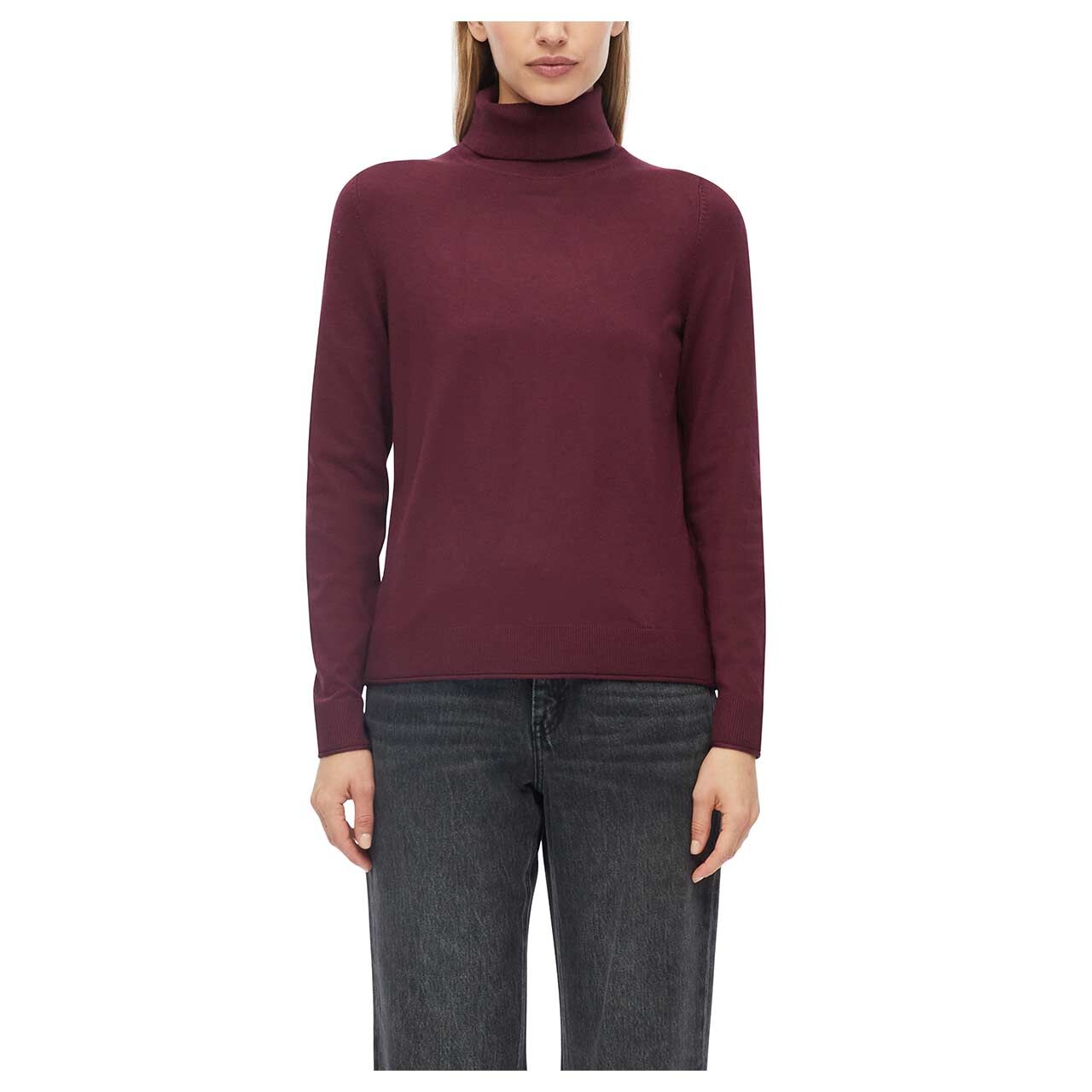 s.Oliver Damen Rollkragen Pullover in Lila, Vorderansicht am Model
