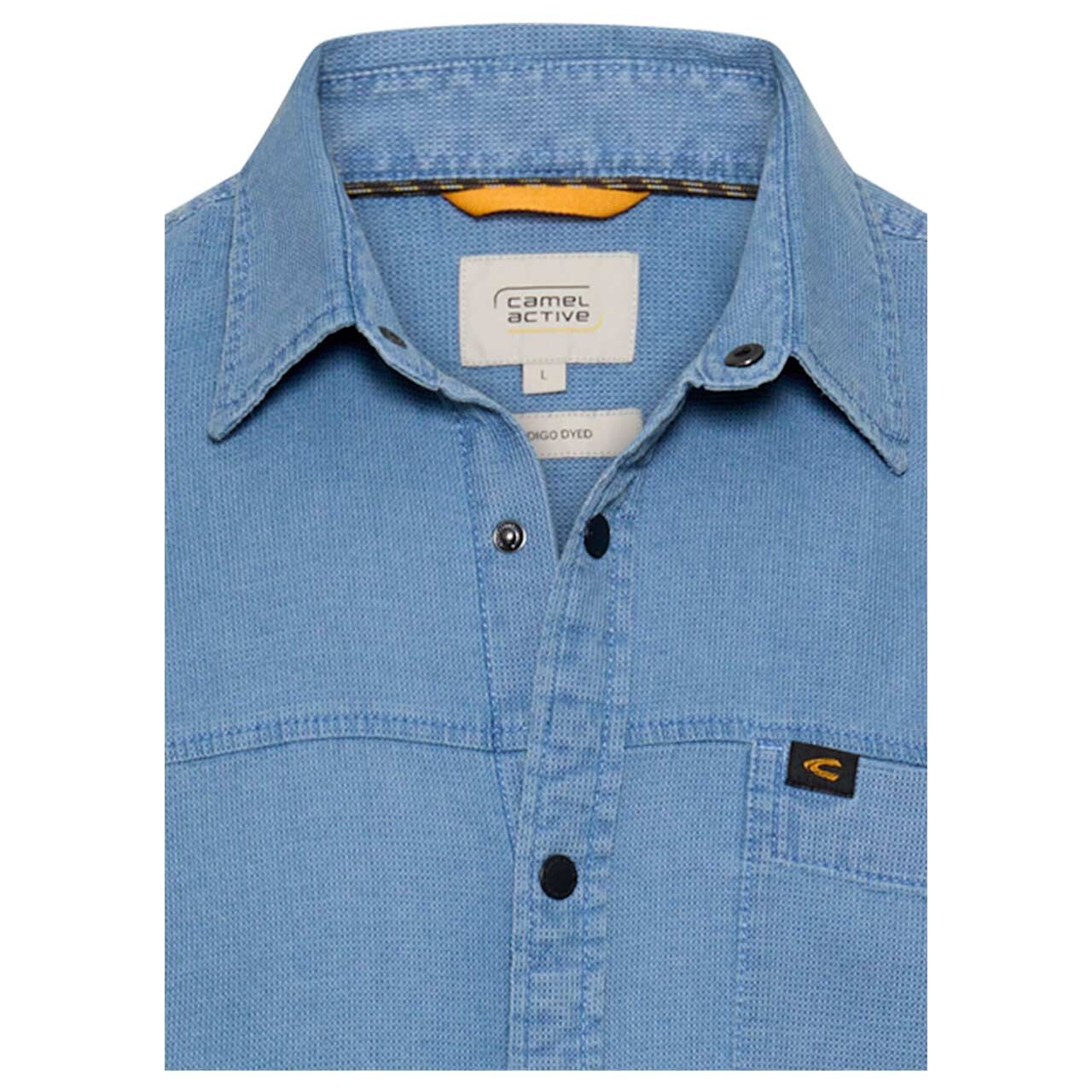 Herren Kurzarm Hemd von Camel active in der Blau, Detailansicht vorne
