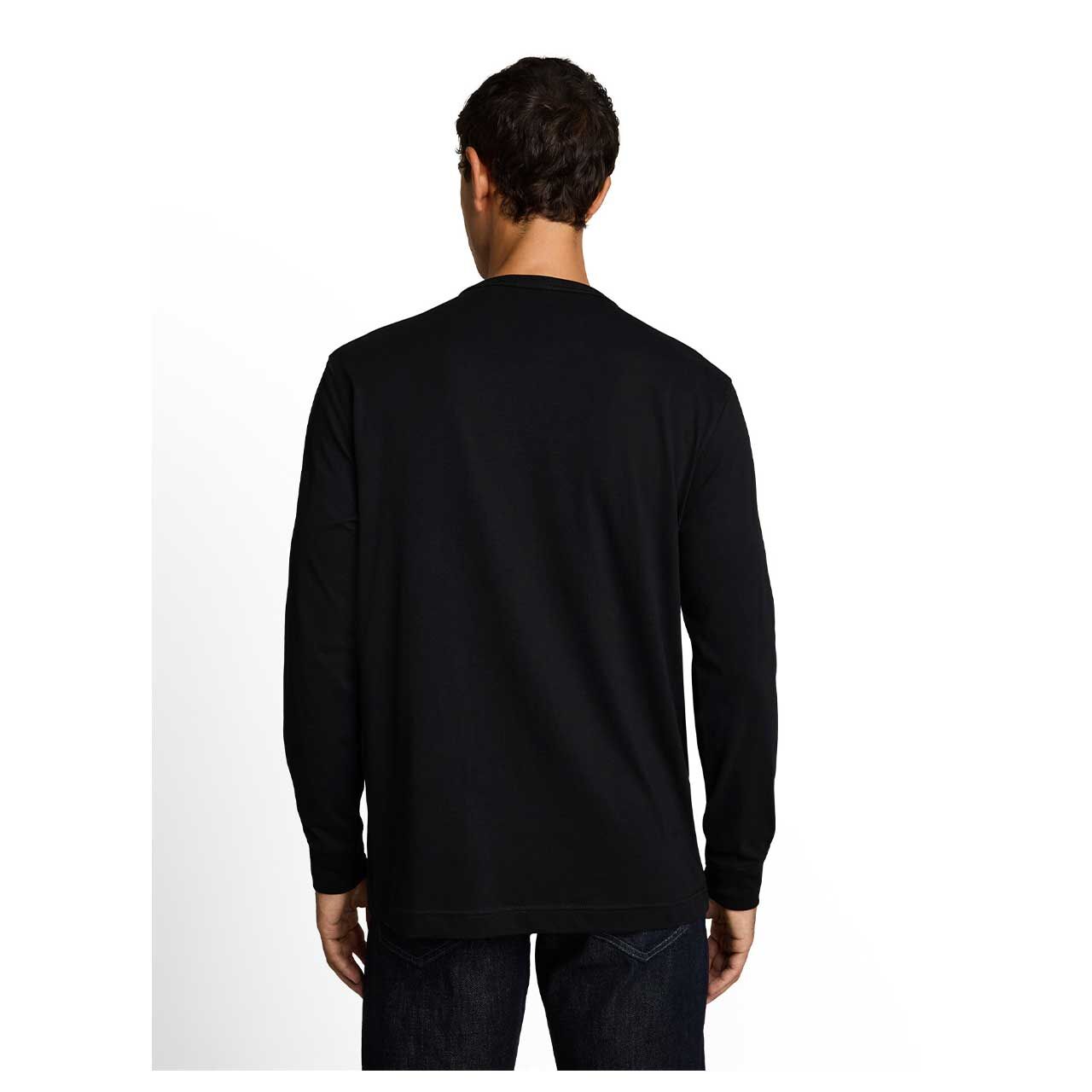 Herren Langarm Shirt von Tom Tailor in Schwarz, Rückansicht am Model