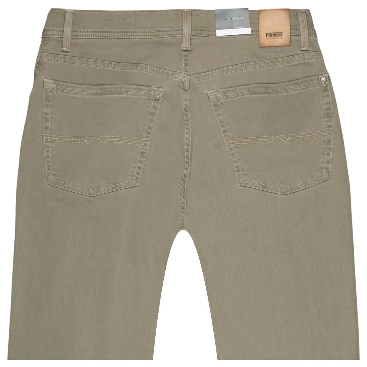 Stretch Herren Baumwollhose Rando Megaflex in Grau-Braun von Pioneer, detaillierte Rückansicht