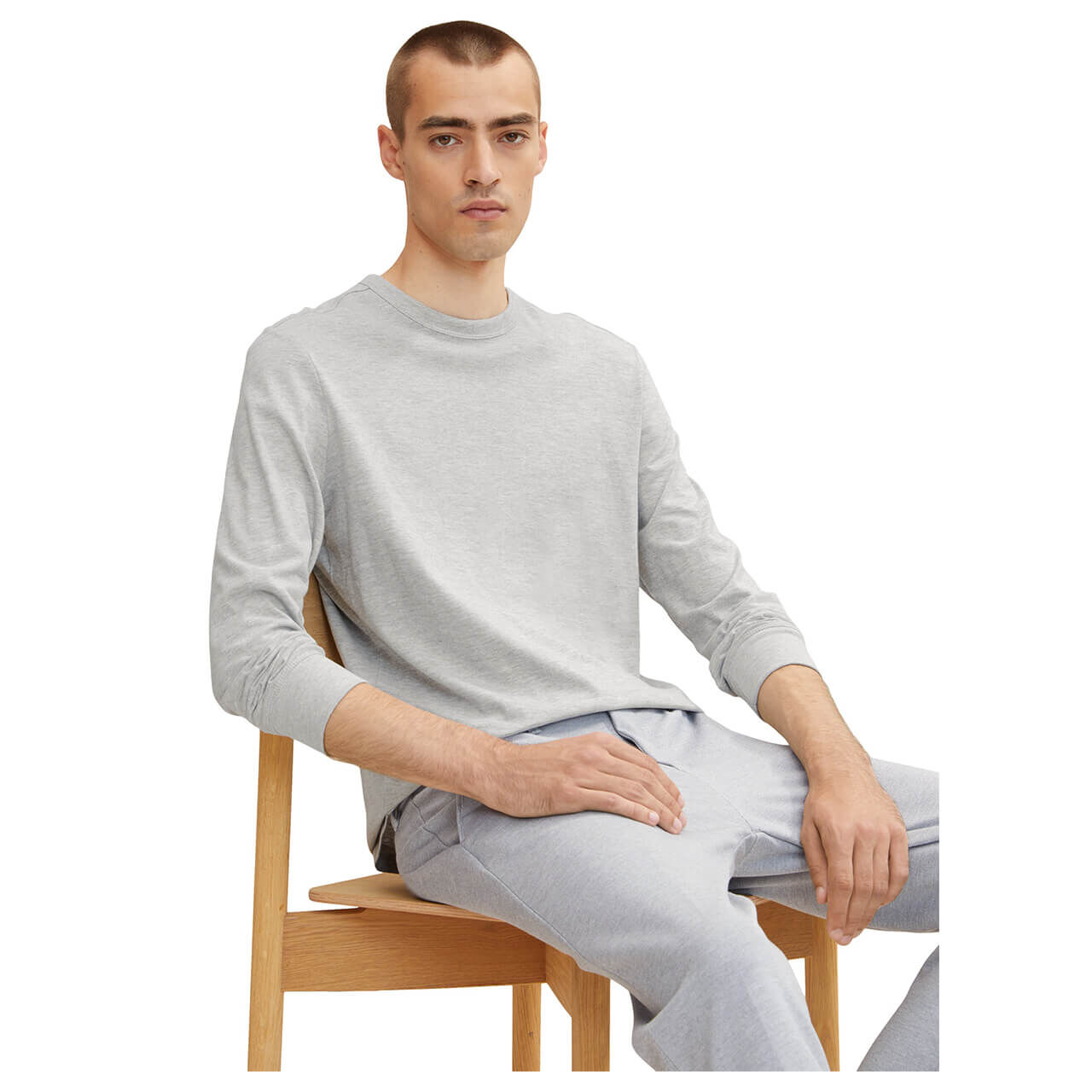 Tom Tailor Herren Langarm Shirt ordinary grey melange
