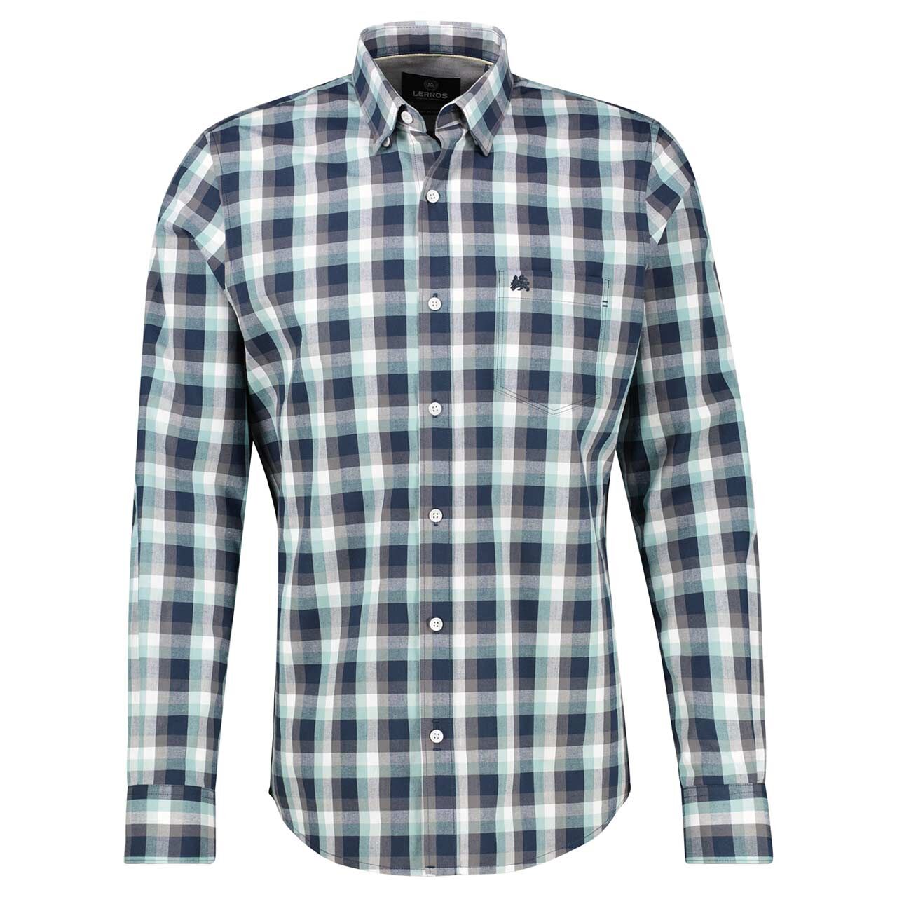 Lerros Herren Langarm Hemd basalt grey check