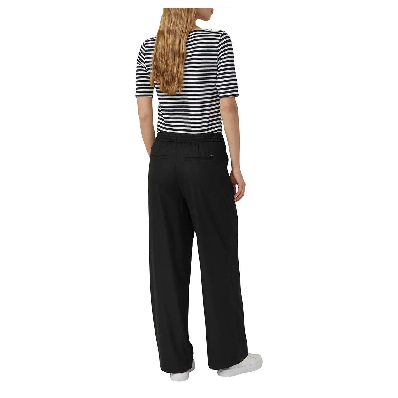 s. Oliver Damen T-Shirt in Dunkelblau gestreift mit der Farbnummer 59G3, Vorderansicht Ganzkörper