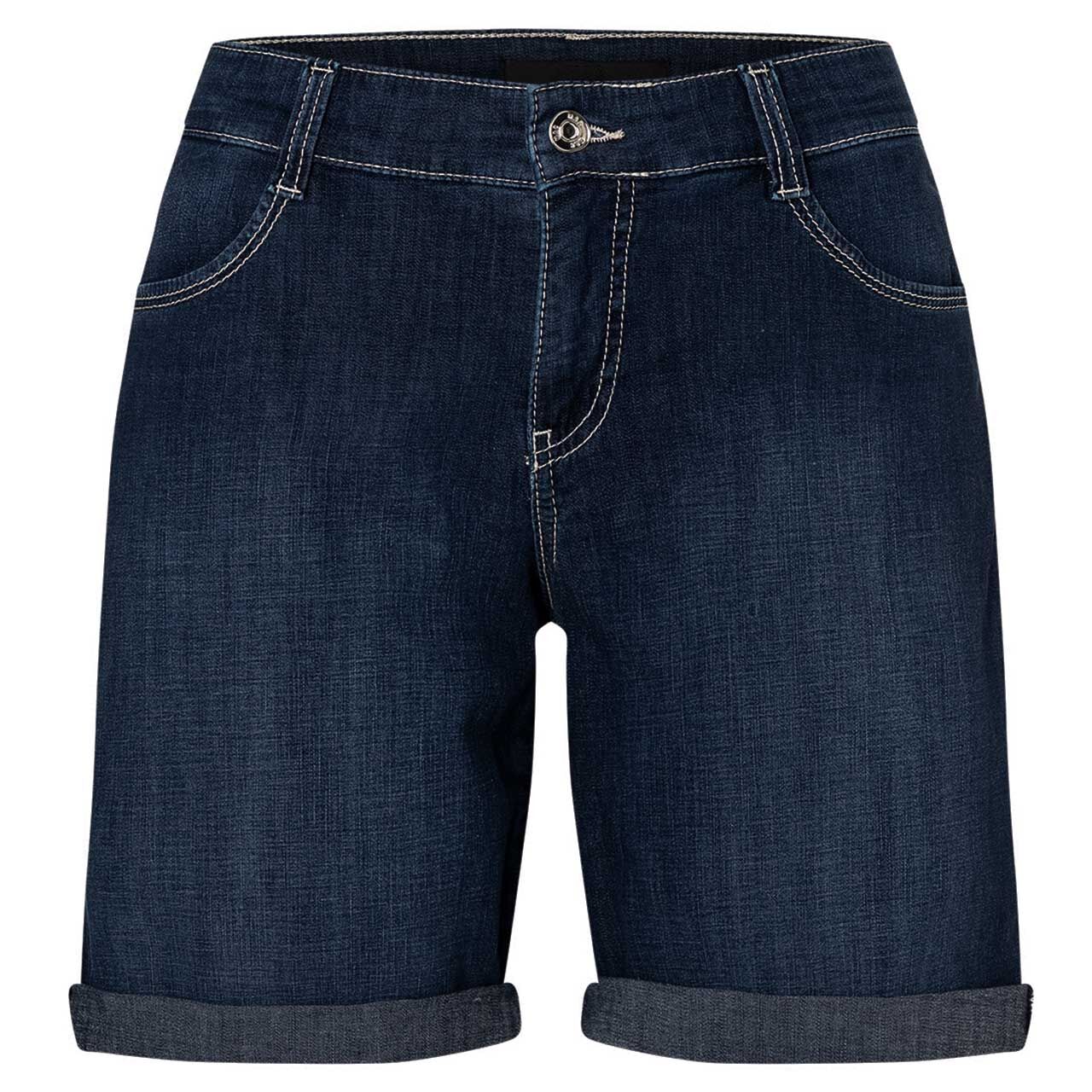 Damen Jeans Shorty von MAC in Dunkelblau angewaschen, Vorderansicht