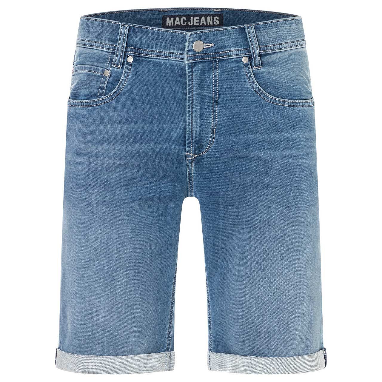 Herren Bermuda Jogn Jeans von MAC in Blau angewaschen, weitere Vorderansicht