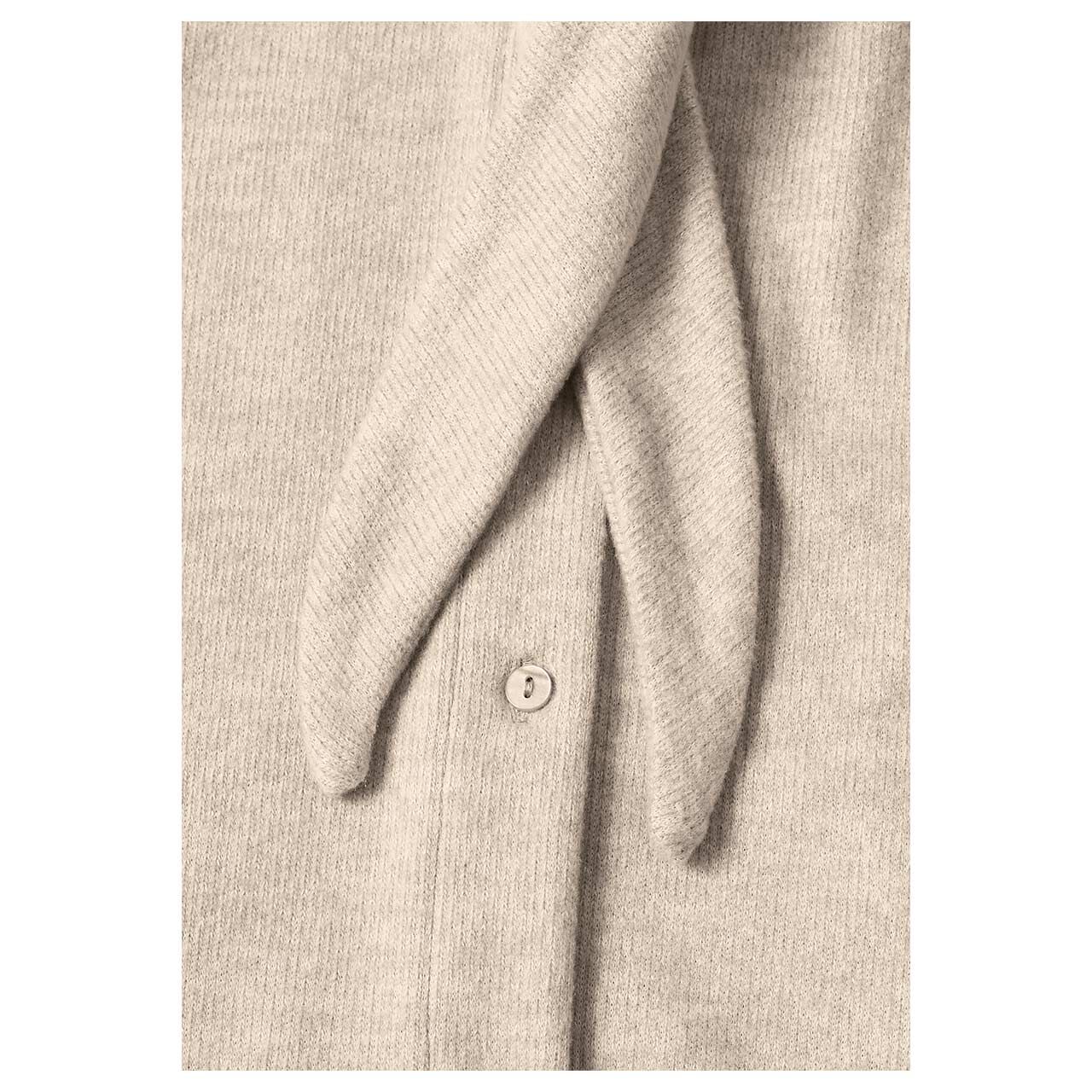 Damen Kurzarm Strickjacke Short Shawl Collar von Street One in Beige meliert, Detailansicht Bindedetail