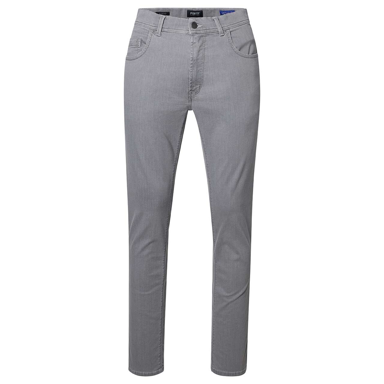 Stretch Herren Baumwollhose Rando Megaflex in Hellgrau von Pioneer, Vorderansicht